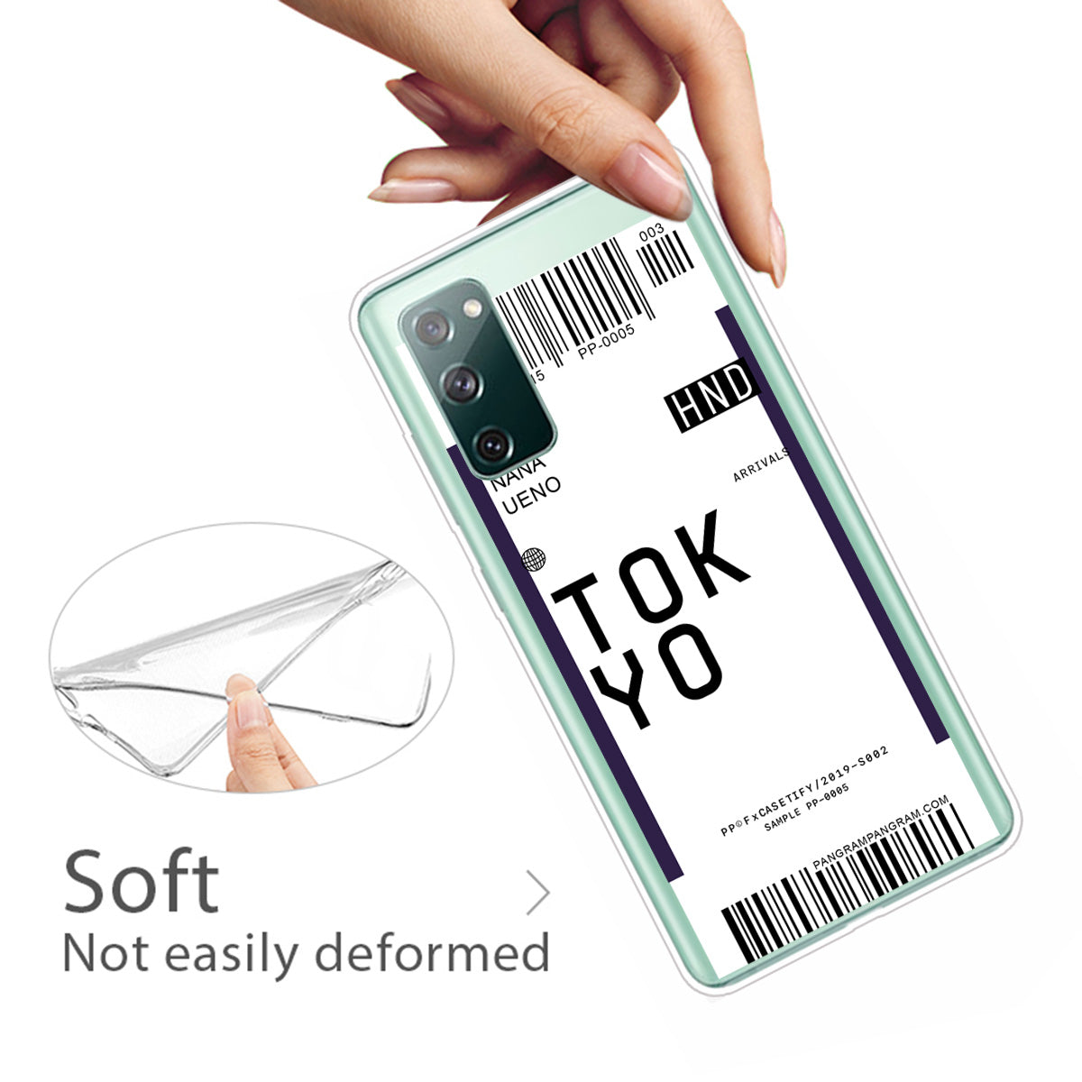 Boarding Pass City Bar Code Texture TPU Protective Cover for Samsung Galaxy S20 FE/S20 Fan Edition/S20 FE 5G/S20 Fan Edition 5G/S20 Lite - TOKYO/NANA UENO