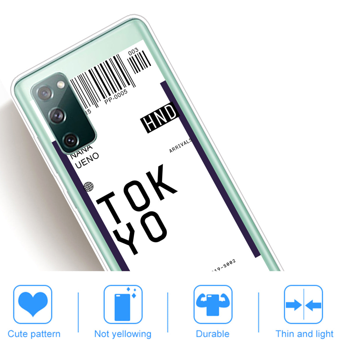 Boarding Pass City Bar Code Texture TPU Protective Cover for Samsung Galaxy S20 FE/S20 Fan Edition/S20 FE 5G/S20 Fan Edition 5G/S20 Lite - TOKYO/NANA UENO