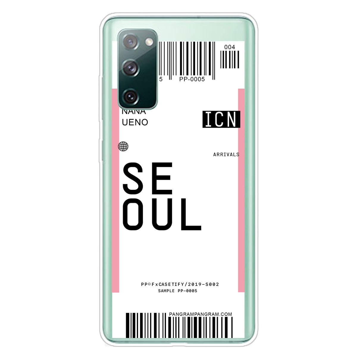 Boarding Pass City Bar Code Texture TPU Protective Cover for Samsung Galaxy S20 FE/S20 Fan Edition/S20 FE 5G/S20 Fan Edition 5G/S20 Lite - SEOUL/NANA UENO