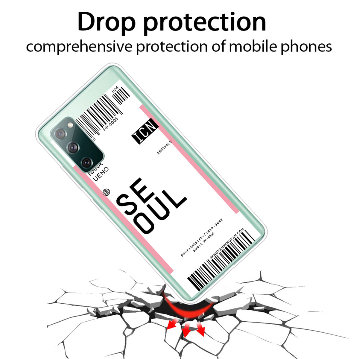 Boarding Pass City Bar Code Texture TPU Protective Cover for Samsung Galaxy S20 FE/S20 Fan Edition/S20 FE 5G/S20 Fan Edition 5G/S20 Lite - SEOUL/NANA UENO