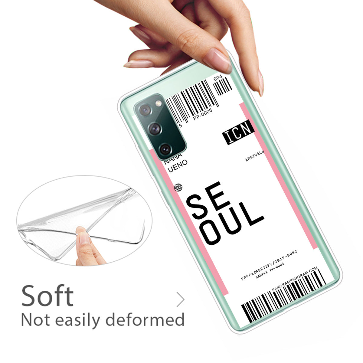 Boarding Pass City Bar Code Texture TPU Protective Cover for Samsung Galaxy S20 FE/S20 Fan Edition/S20 FE 5G/S20 Fan Edition 5G/S20 Lite - SEOUL/NANA UENO