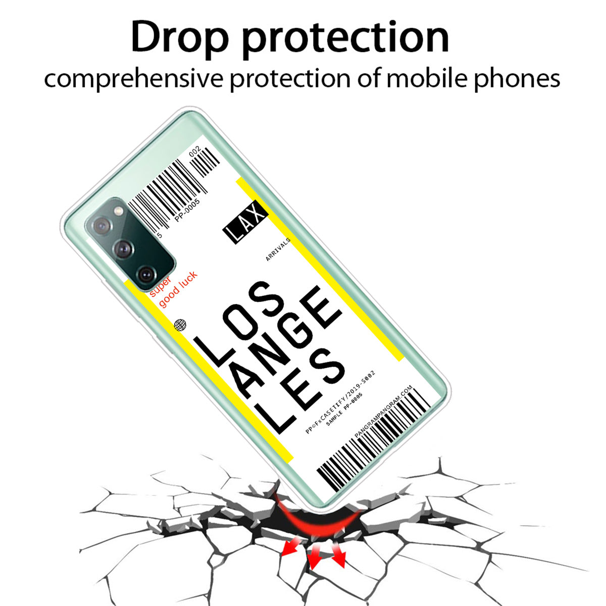 Boarding Pass City Bar Code Texture TPU Protective Cover for Samsung Galaxy S20 FE/S20 Fan Edition/S20 FE 5G/S20 Fan Edition 5G/S20 Lite - LOSANGELES