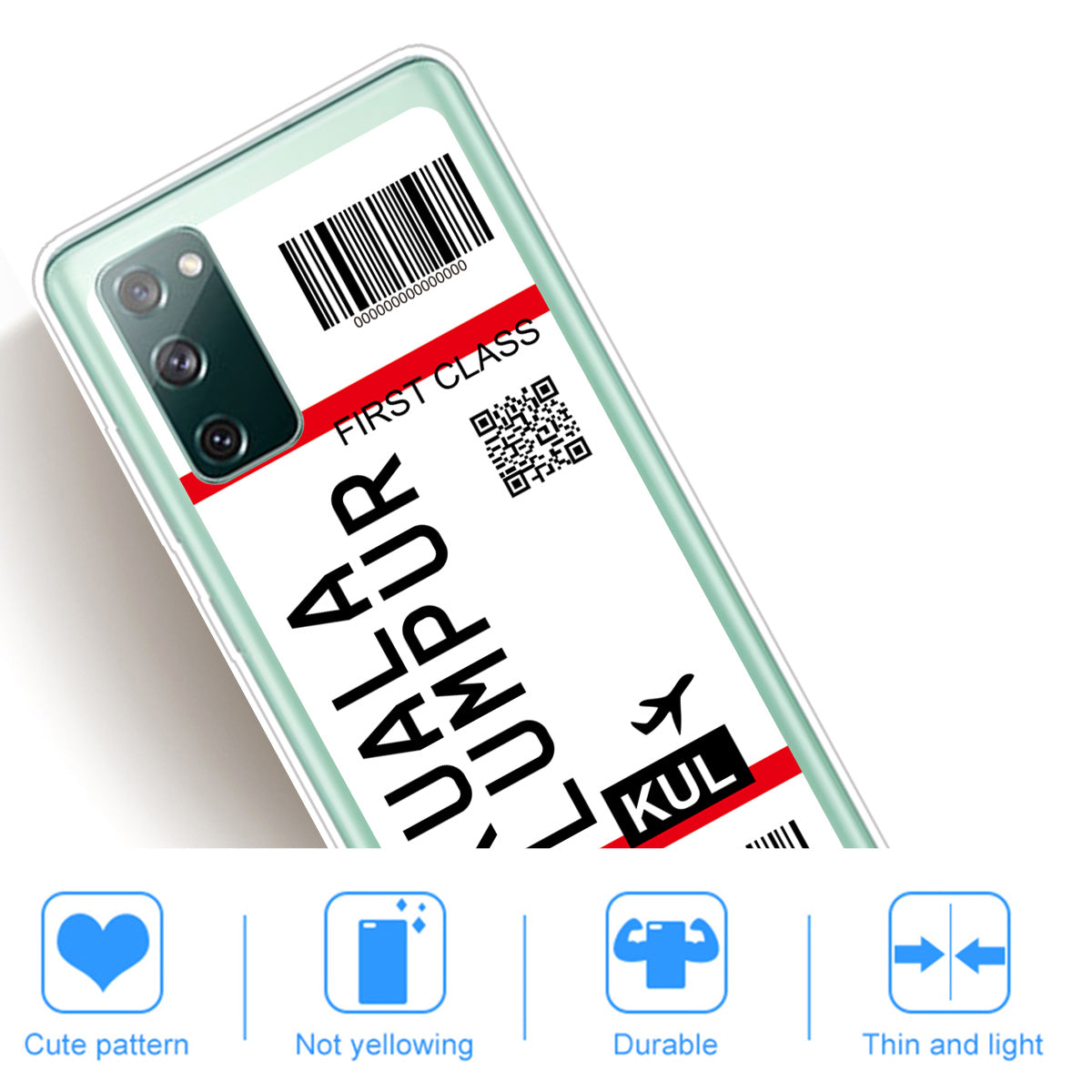 Boarding Pass City Bar Code Texture TPU Protective Cover for Samsung Galaxy S20 FE/S20 Fan Edition/S20 FE 5G/S20 Fan Edition 5G/S20 Lite - KUALA LUMPUR