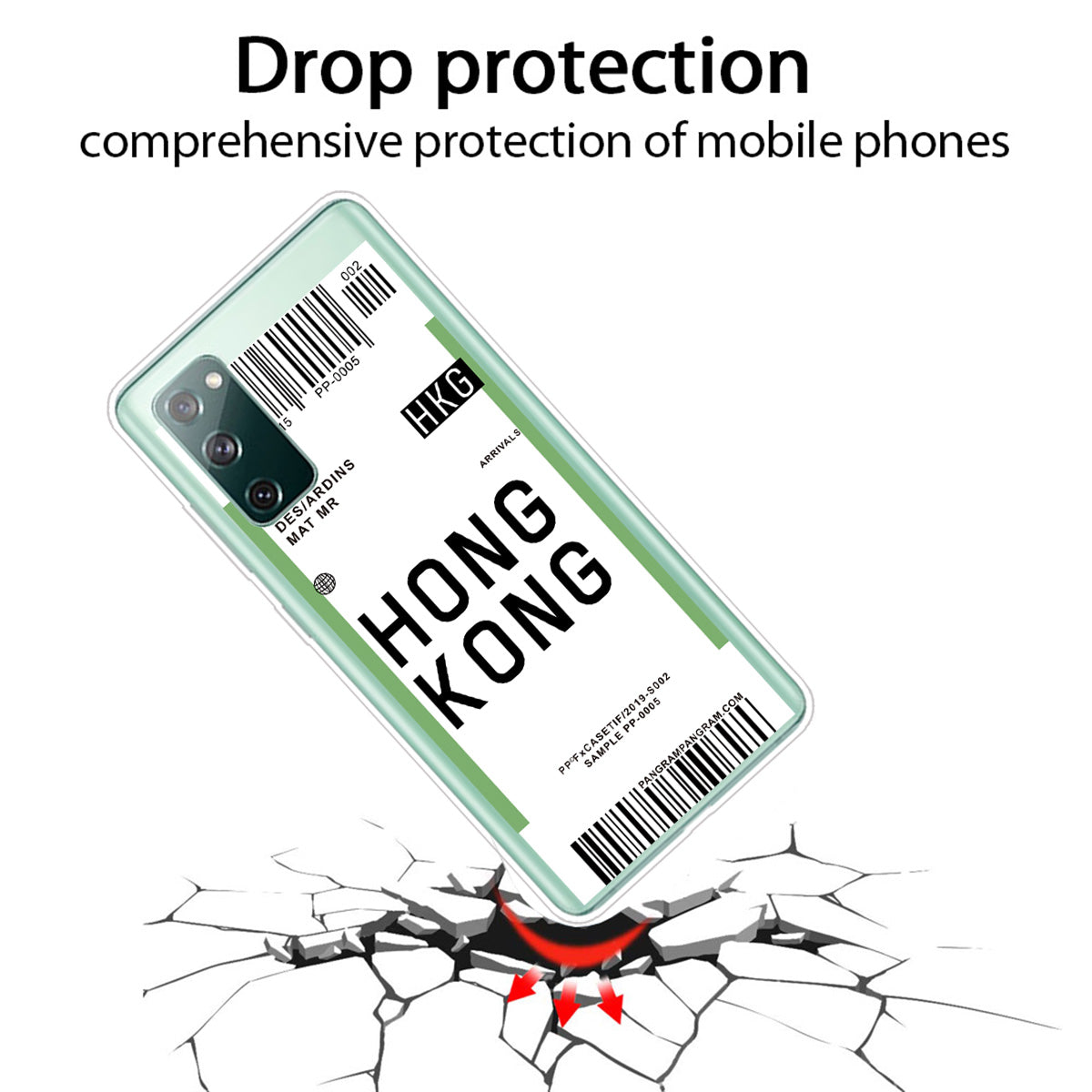 Boarding Pass City Bar Code Texture TPU Protective Cover for Samsung Galaxy S20 FE/S20 Fan Edition/S20 FE 5G/S20 Fan Edition 5G/S20 Lite - HONGKONG