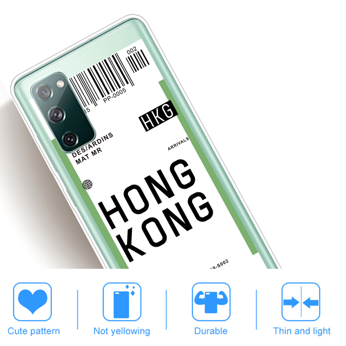 Boarding Pass City Bar Code Texture TPU Protective Cover for Samsung Galaxy S20 FE/S20 Fan Edition/S20 FE 5G/S20 Fan Edition 5G/S20 Lite - HONGKONG