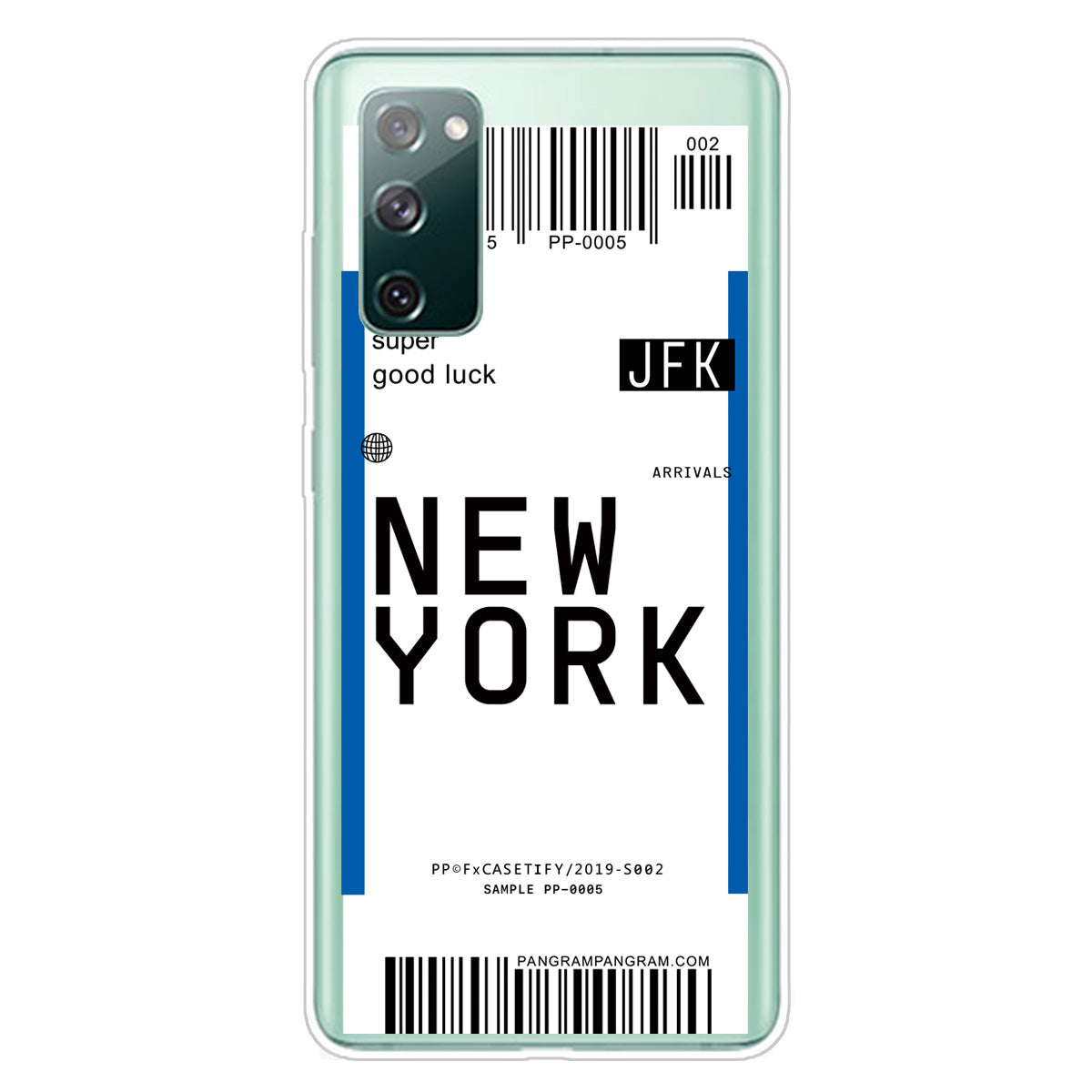 Boarding Pass City Bar Code Texture TPU Protective Cover for Samsung Galaxy S20 FE/S20 Fan Edition/S20 FE 5G/S20 Fan Edition 5G/S20 Lite - NEW YORK/JFK