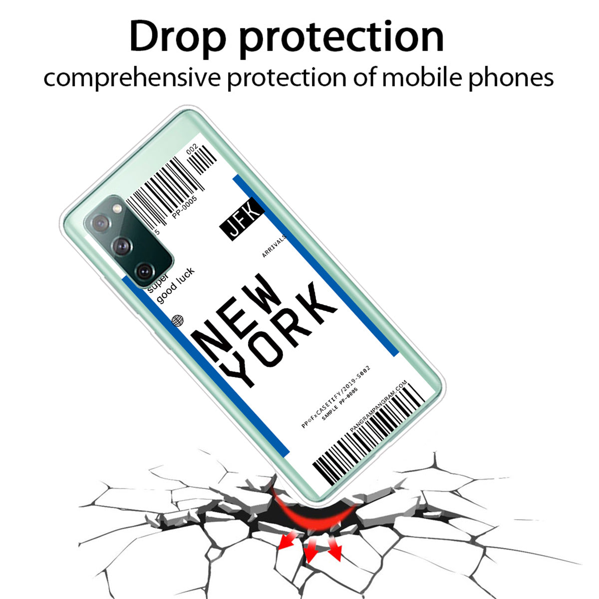 Boarding Pass City Bar Code Texture TPU Protective Cover for Samsung Galaxy S20 FE/S20 Fan Edition/S20 FE 5G/S20 Fan Edition 5G/S20 Lite - NEW YORK/JFK