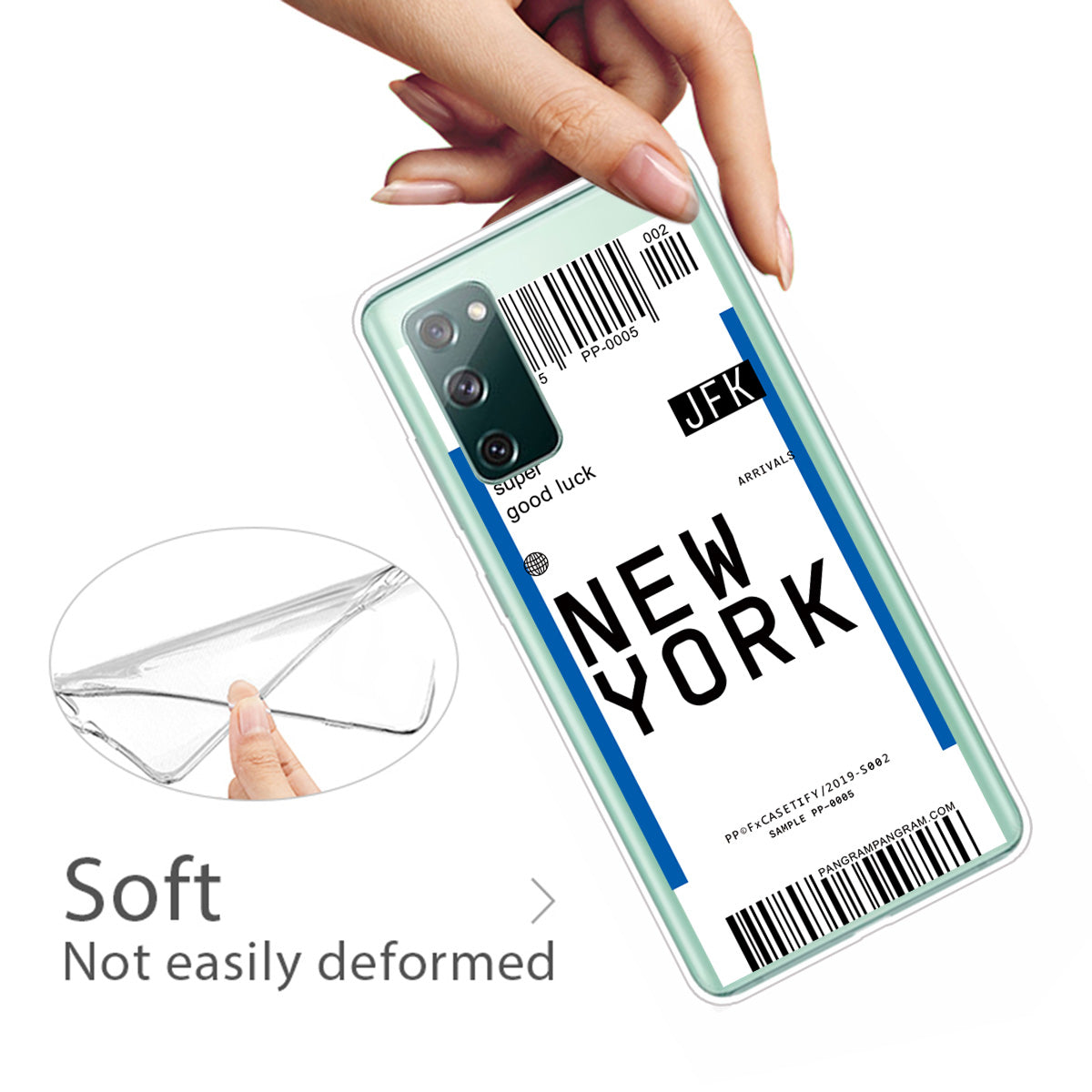 Boarding Pass City Bar Code Texture TPU Protective Cover for Samsung Galaxy S20 FE/S20 Fan Edition/S20 FE 5G/S20 Fan Edition 5G/S20 Lite - NEW YORK/JFK