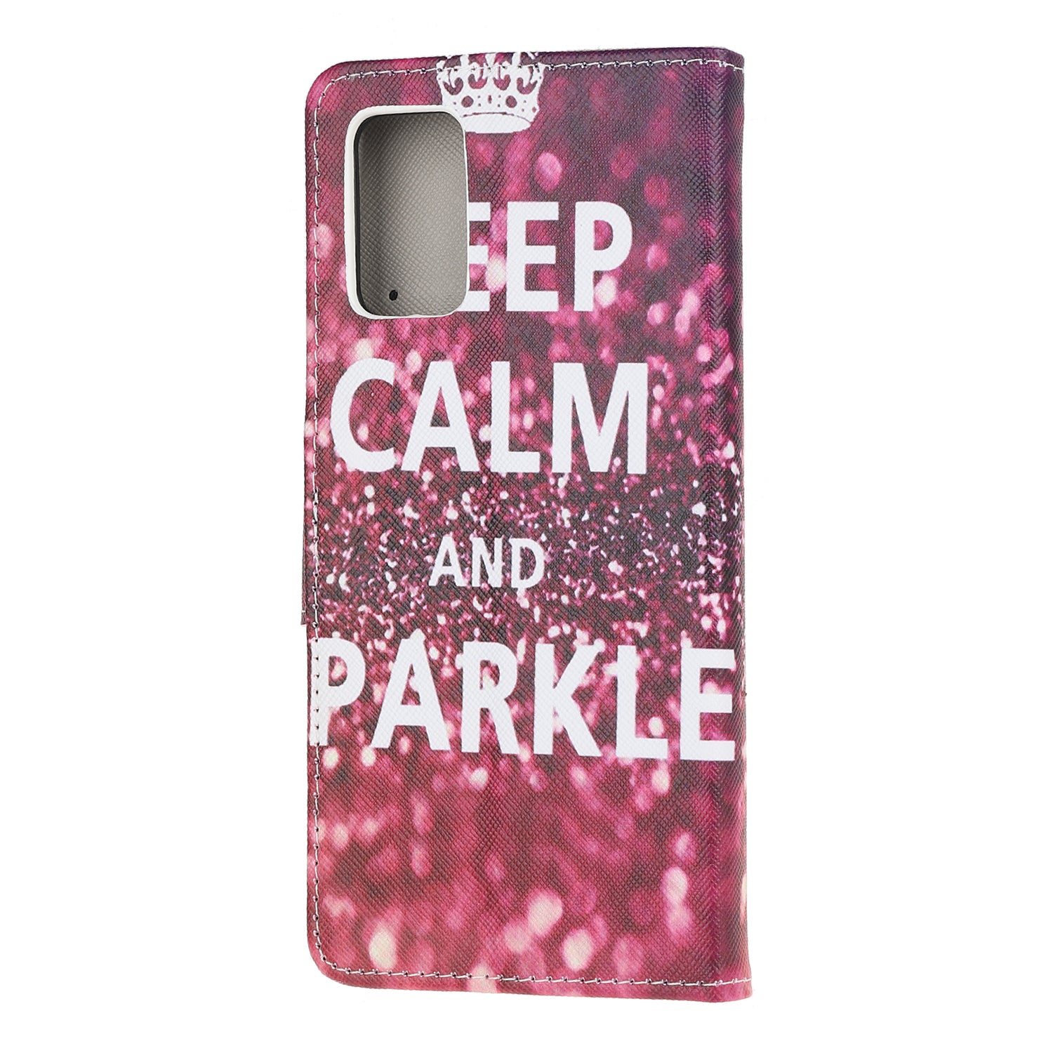 Patterned Cross Texture Leather Protector Wallet Case for Samsung Galaxy S20 Lite/S20 Fan Edition - Keep Calm and Sparkle