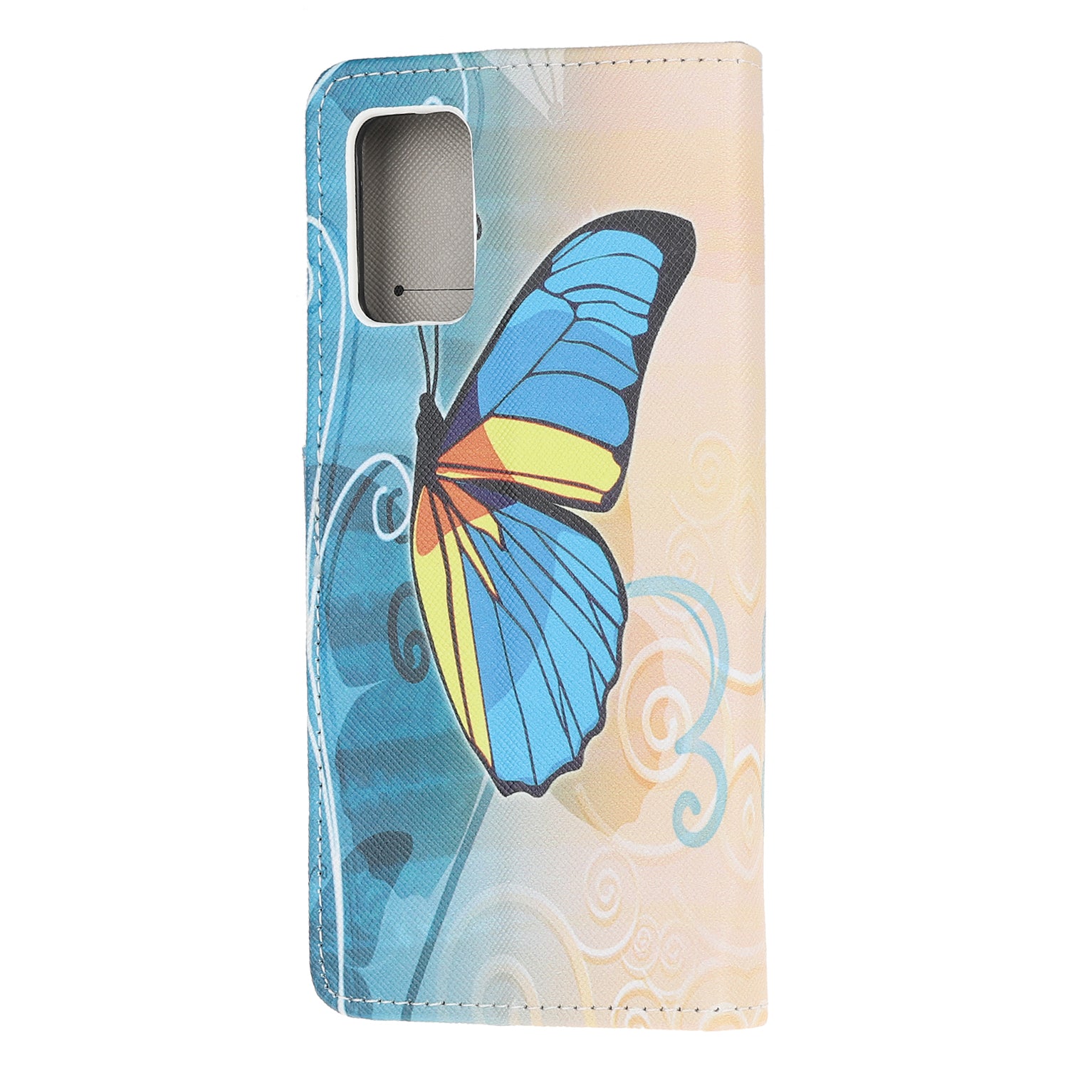 Patterned Cross Texture Leather Protector Wallet Case for Samsung Galaxy S20 Lite/S20 Fan Edition - Blue Butterfly