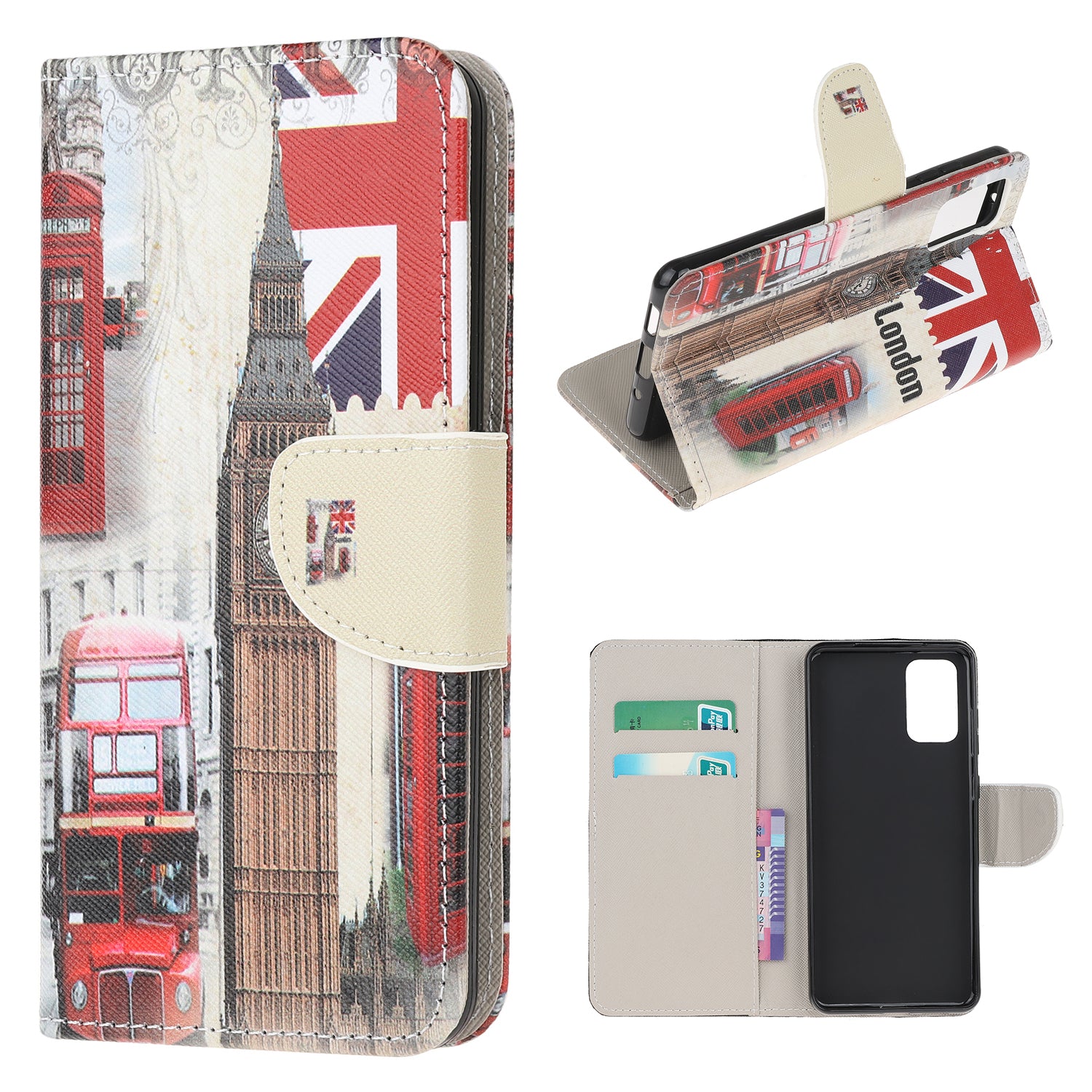 Patterned Cross Texture Leather Protector Wallet Case for Samsung Galaxy S20 Lite/S20 Fan Edition - London Elements