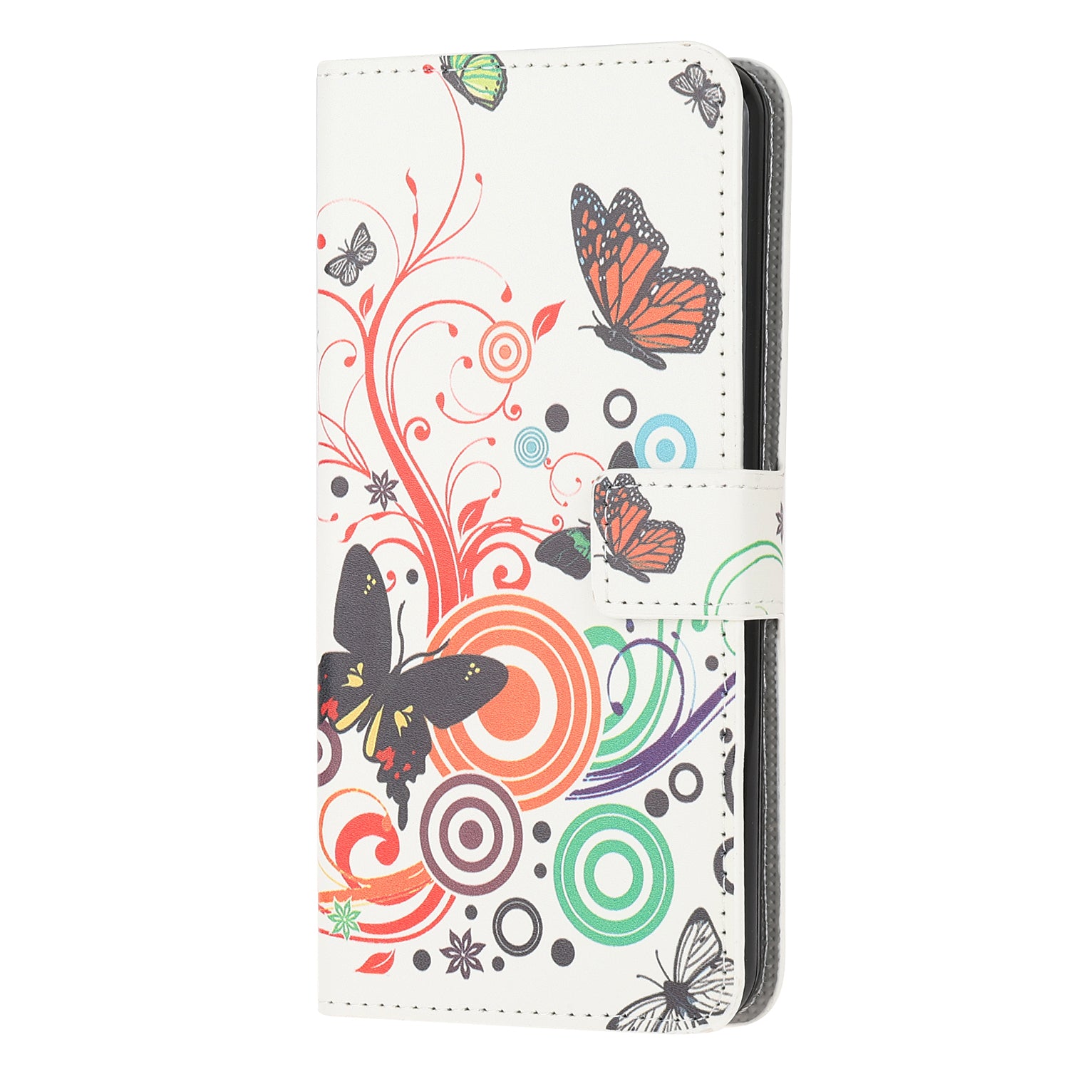 Phone Cover Pattern Printing Wallet Leather Case for Samsung Galaxy S20 Lite/S20 Fan Edition - Butterfly and Bubble