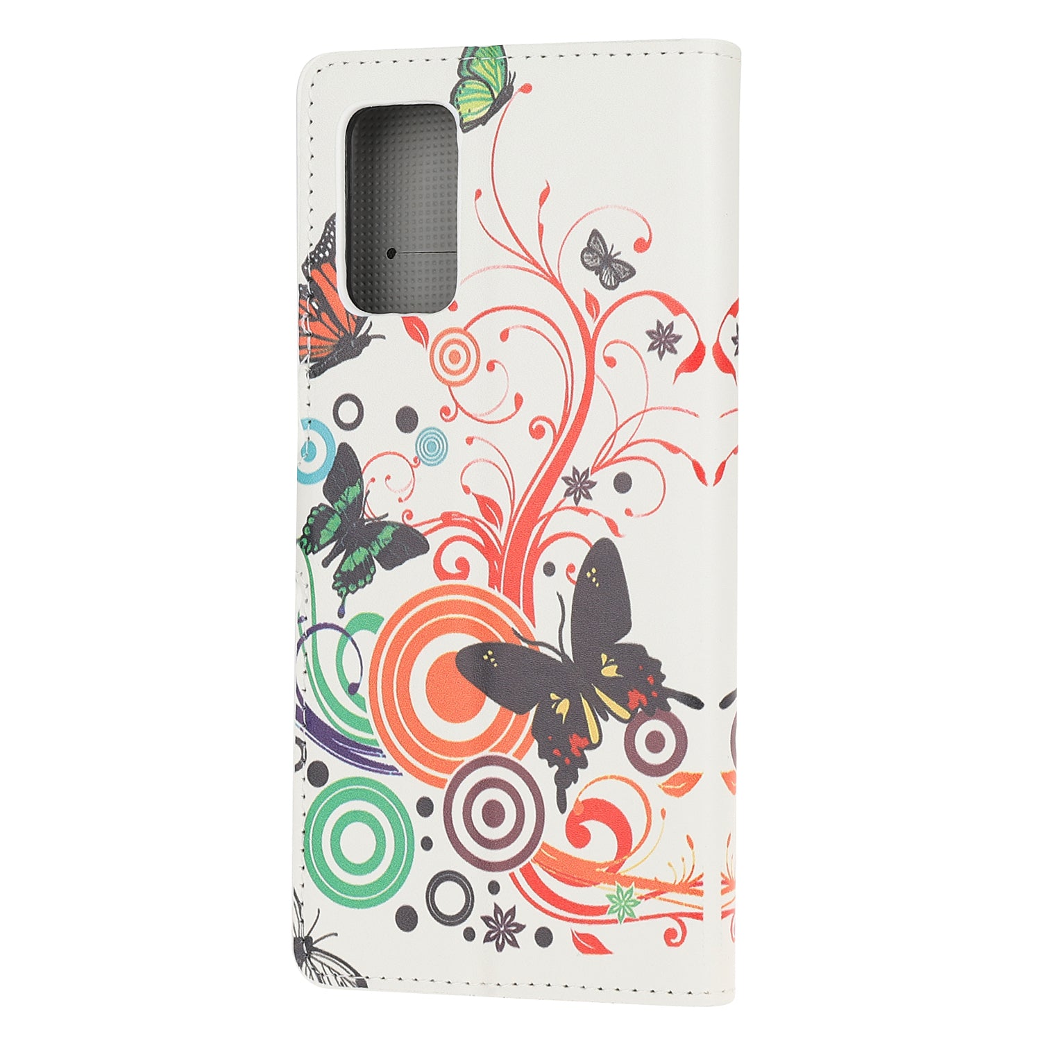 Phone Cover Pattern Printing Wallet Leather Case for Samsung Galaxy S20 Lite/S20 Fan Edition - Butterfly and Bubble