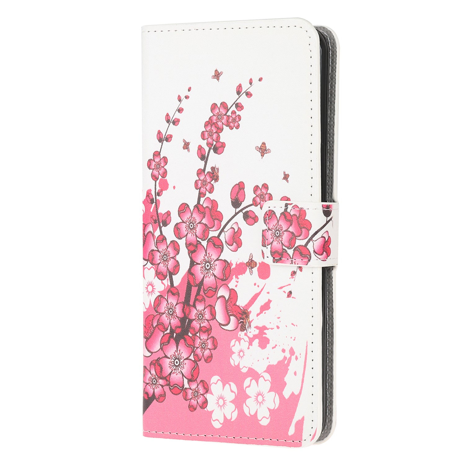 Phone Cover Pattern Printing Wallet Leather Case for Samsung Galaxy S20 Lite/S20 Fan Edition - Pink Flower