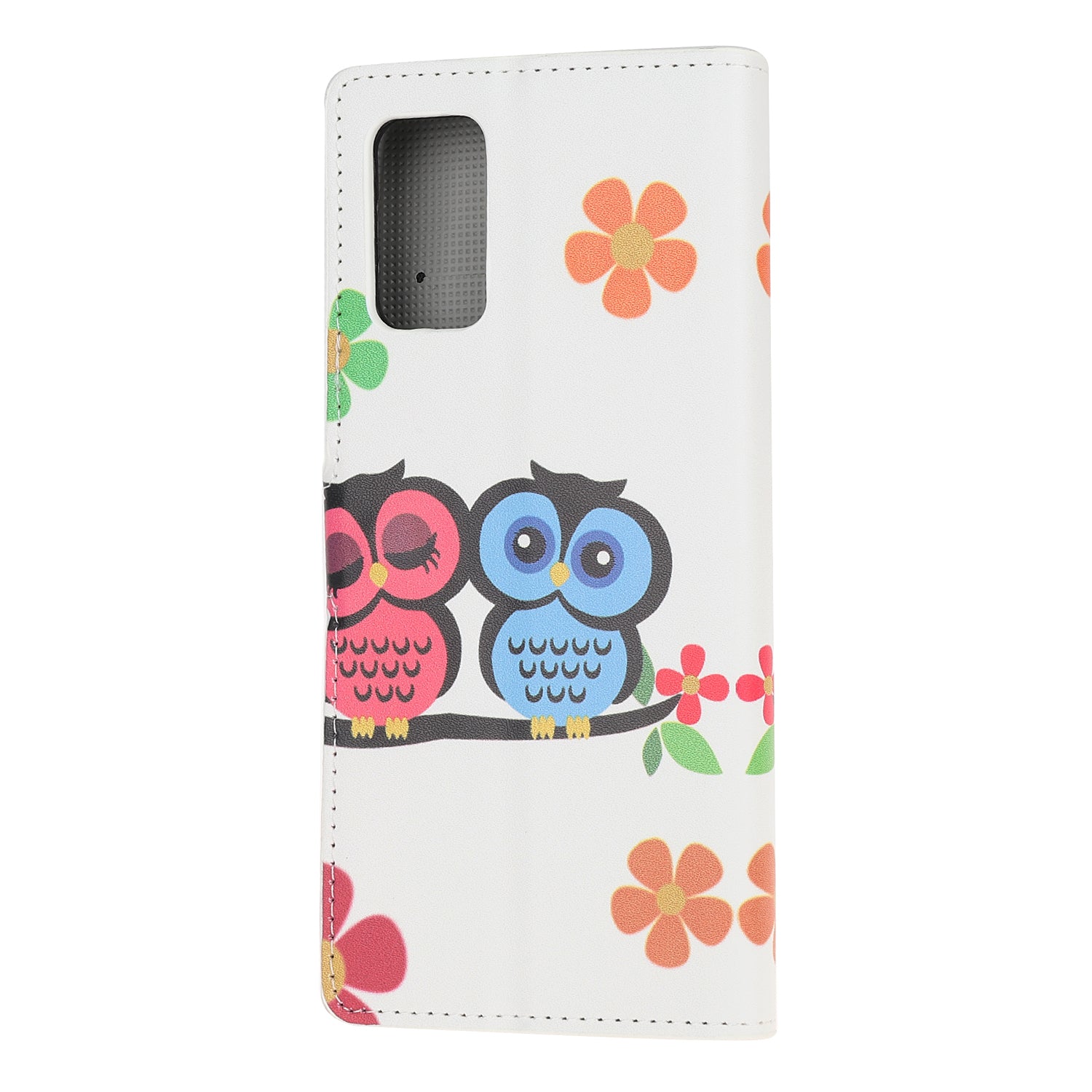 Phone Cover Pattern Printing Wallet Leather Case for Samsung Galaxy S20 Lite/S20 Fan Edition - Couple Owls