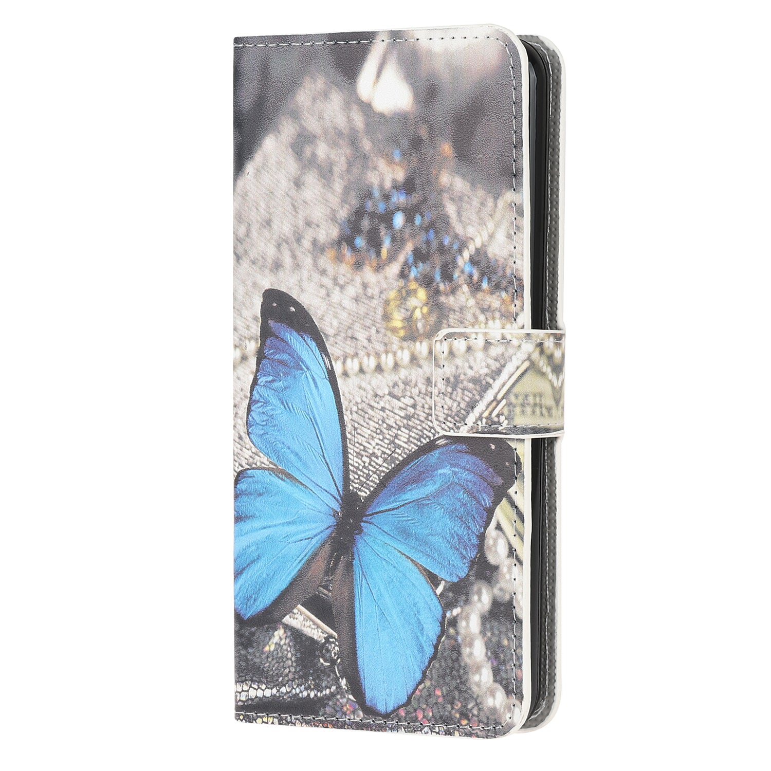 Phone Cover Pattern Printing Wallet Leather Case for Samsung Galaxy S20 Lite/S20 Fan Edition - Blue Butterfly