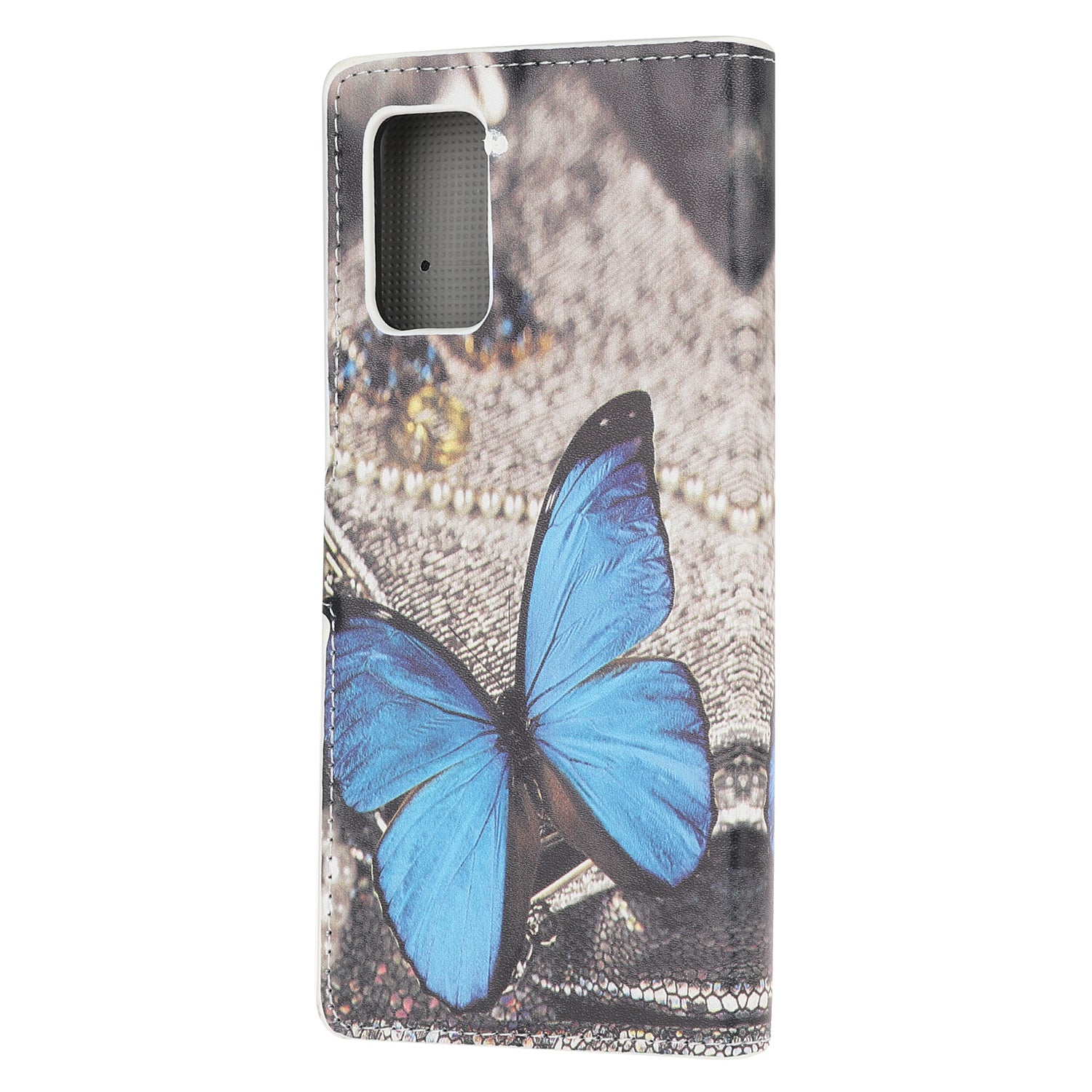 Phone Cover Pattern Printing Wallet Leather Case for Samsung Galaxy S20 Lite/S20 Fan Edition - Blue Butterfly