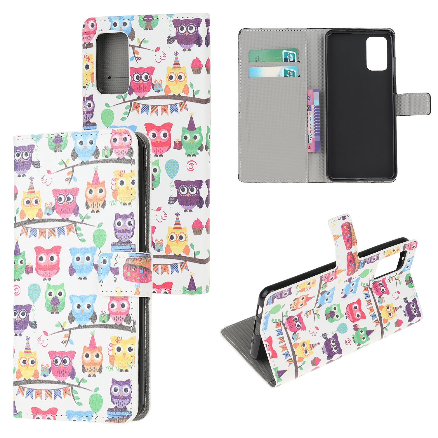 Phone Cover Pattern Printing Wallet Leather Case for Samsung Galaxy S20 Lite/S20 Fan Edition - Multiple Owls