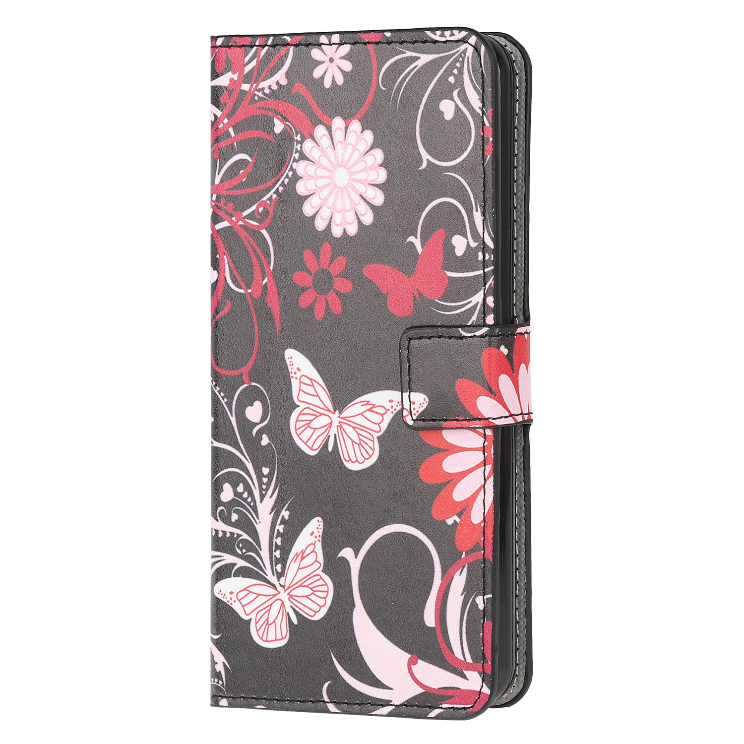 Phone Cover Pattern Printing Wallet Leather Case for Samsung Galaxy S20 Lite/S20 Fan Edition - Butterfly and Flower