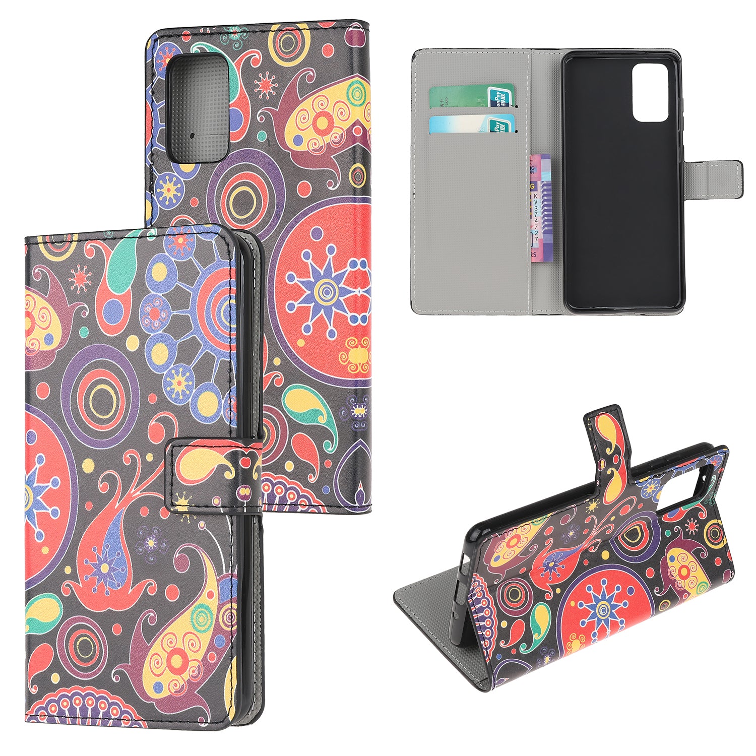 Phone Cover Pattern Printing Wallet Leather Case for Samsung Galaxy S20 Lite/S20 Fan Edition - Paisley Flower