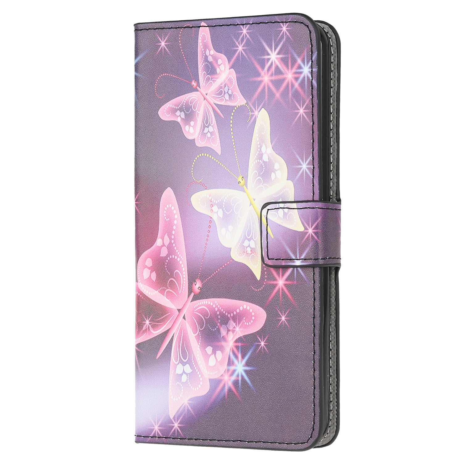 Phone Cover Pattern Printing Wallet Leather Case for Samsung Galaxy S20 Lite/S20 Fan Edition - Shiny Butterfly