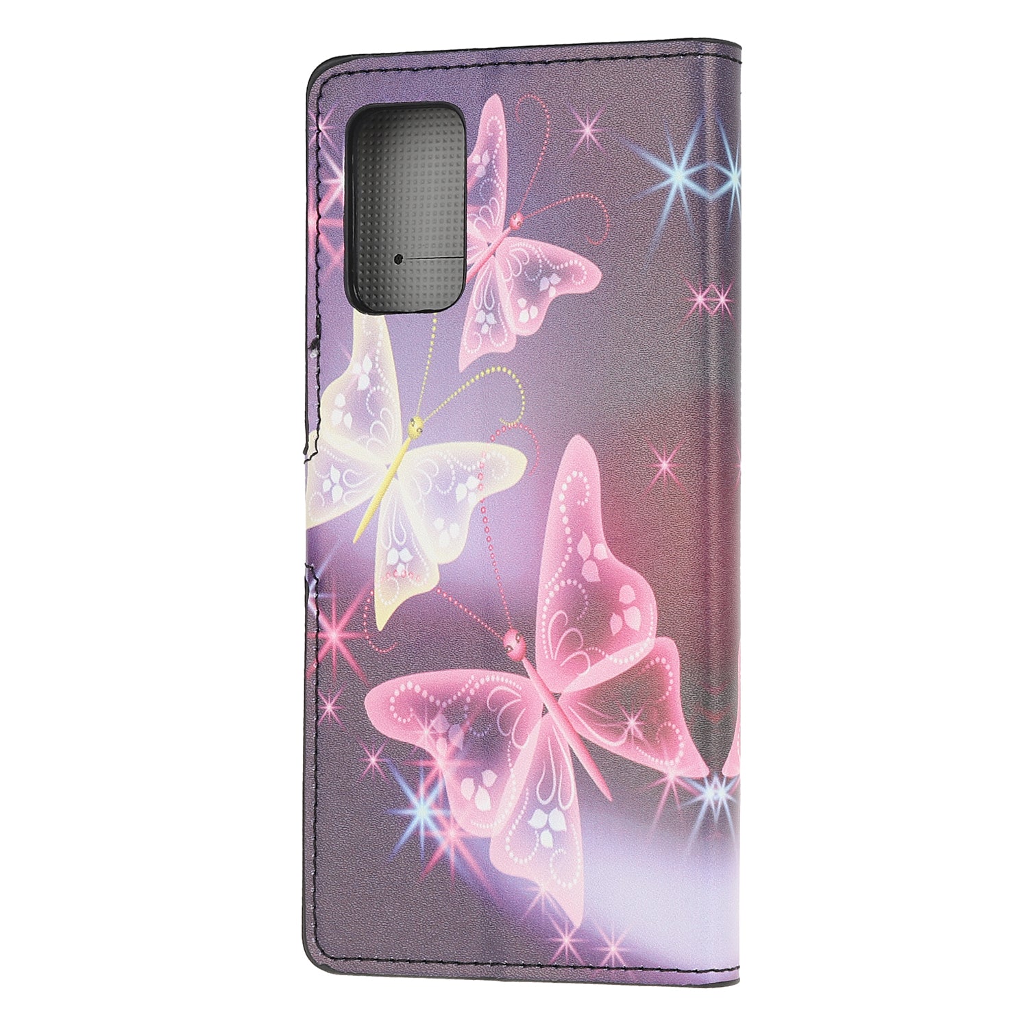 Phone Cover Pattern Printing Wallet Leather Case for Samsung Galaxy S20 Lite/S20 Fan Edition - Shiny Butterfly