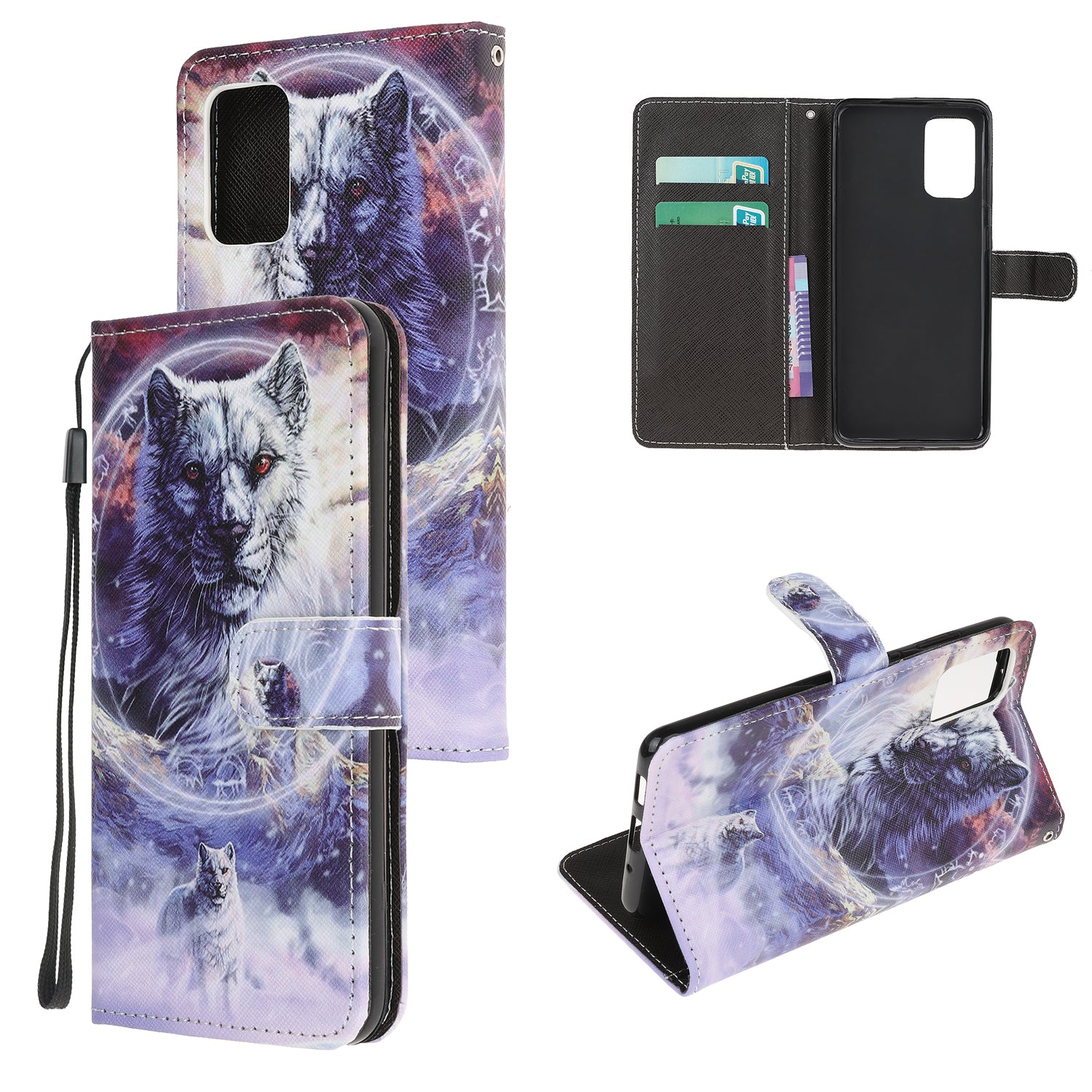 Newly Case Printing Cross Texture Stand Leather Cover for Samsung Galaxy S20 Lite/S20 Fan Edition - Wolf