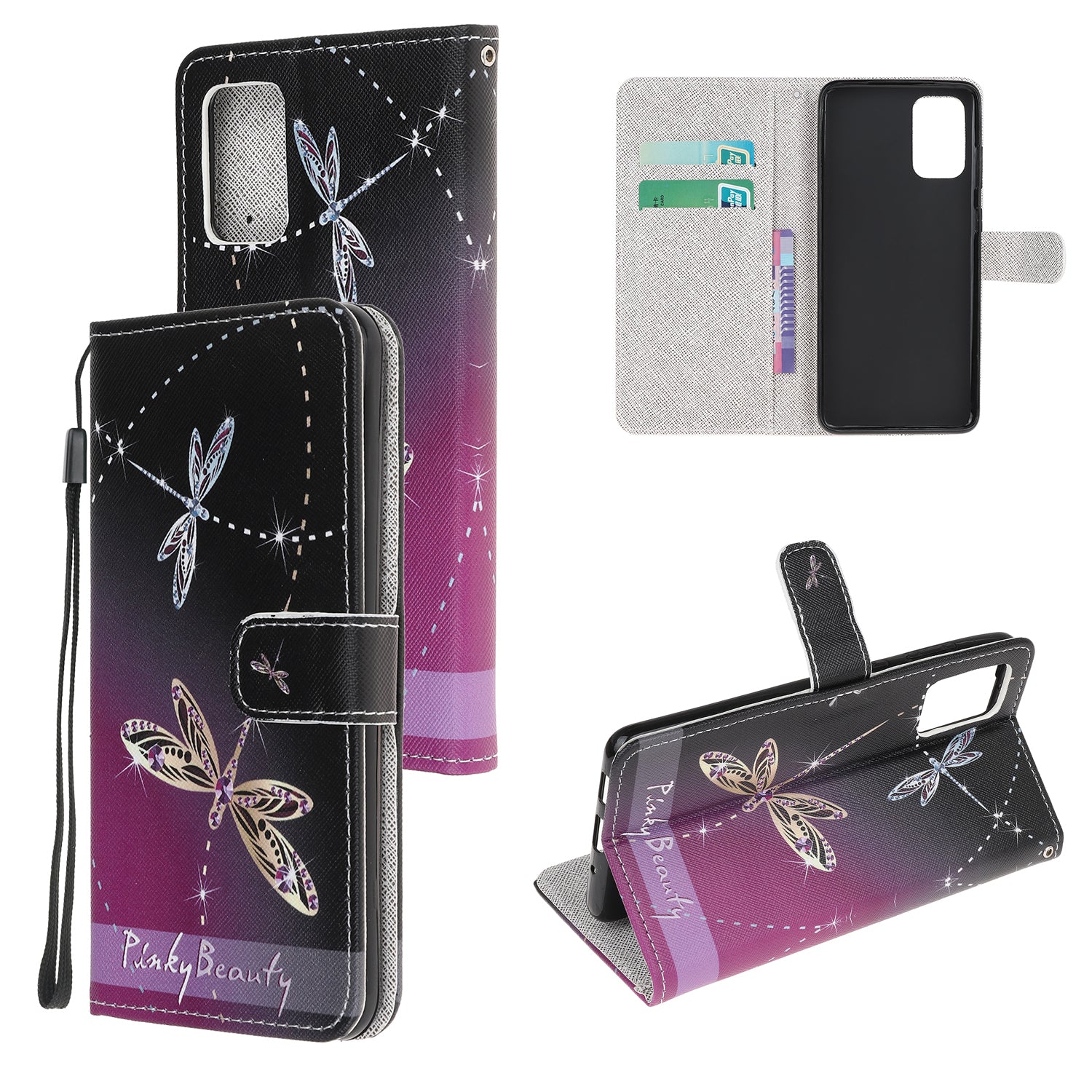 Newly Case Printing Cross Texture Stand Leather Cover for Samsung Galaxy S20 Lite/S20 Fan Edition - Dragonfly