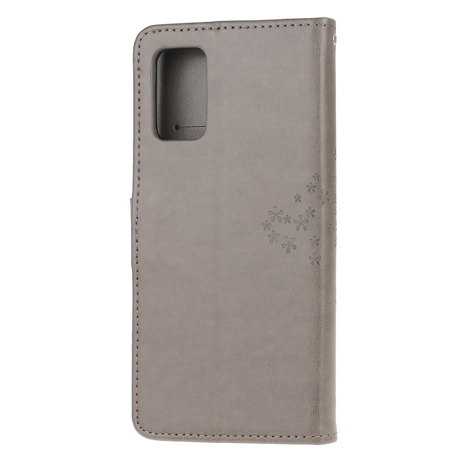 Imprint Tree Owl Wallet Leather Cover Stand Case for Samsung Galaxy S20 Lite/S20 Fan Edition - Grey