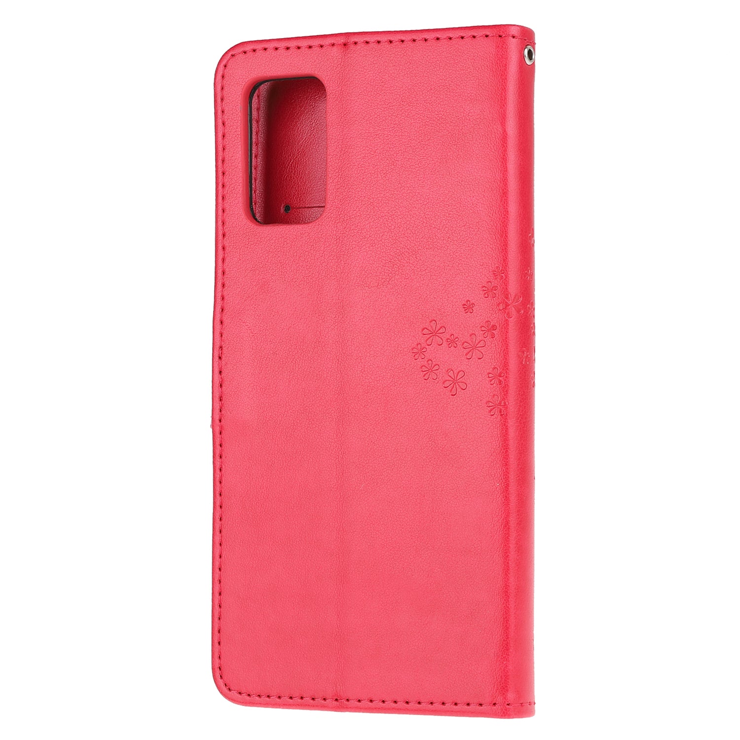 Imprint Tree Owl Wallet Leather Cover Stand Case for Samsung Galaxy S20 Lite/S20 Fan Edition - Red