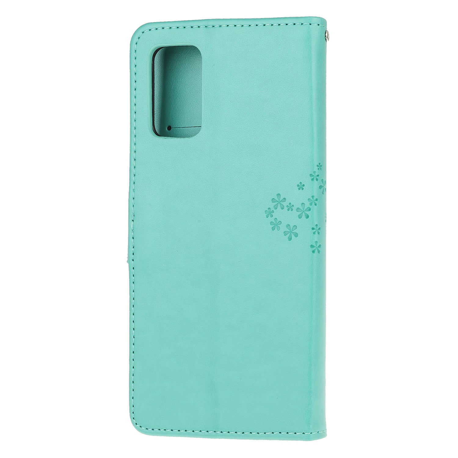 Imprint Tree Owl Wallet Leather Cover Stand Case for Samsung Galaxy S20 Lite/S20 Fan Edition - Cyan