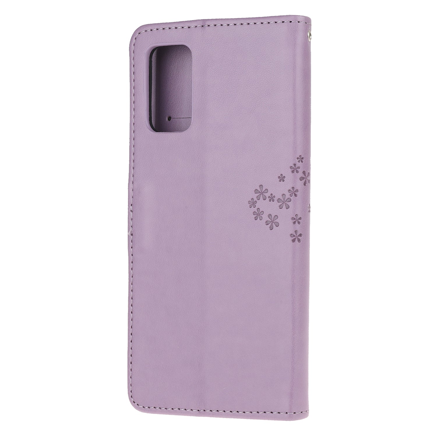 Imprint Tree Owl Wallet Leather Cover Stand Case for Samsung Galaxy S20 Lite/S20 Fan Edition - Light Purple