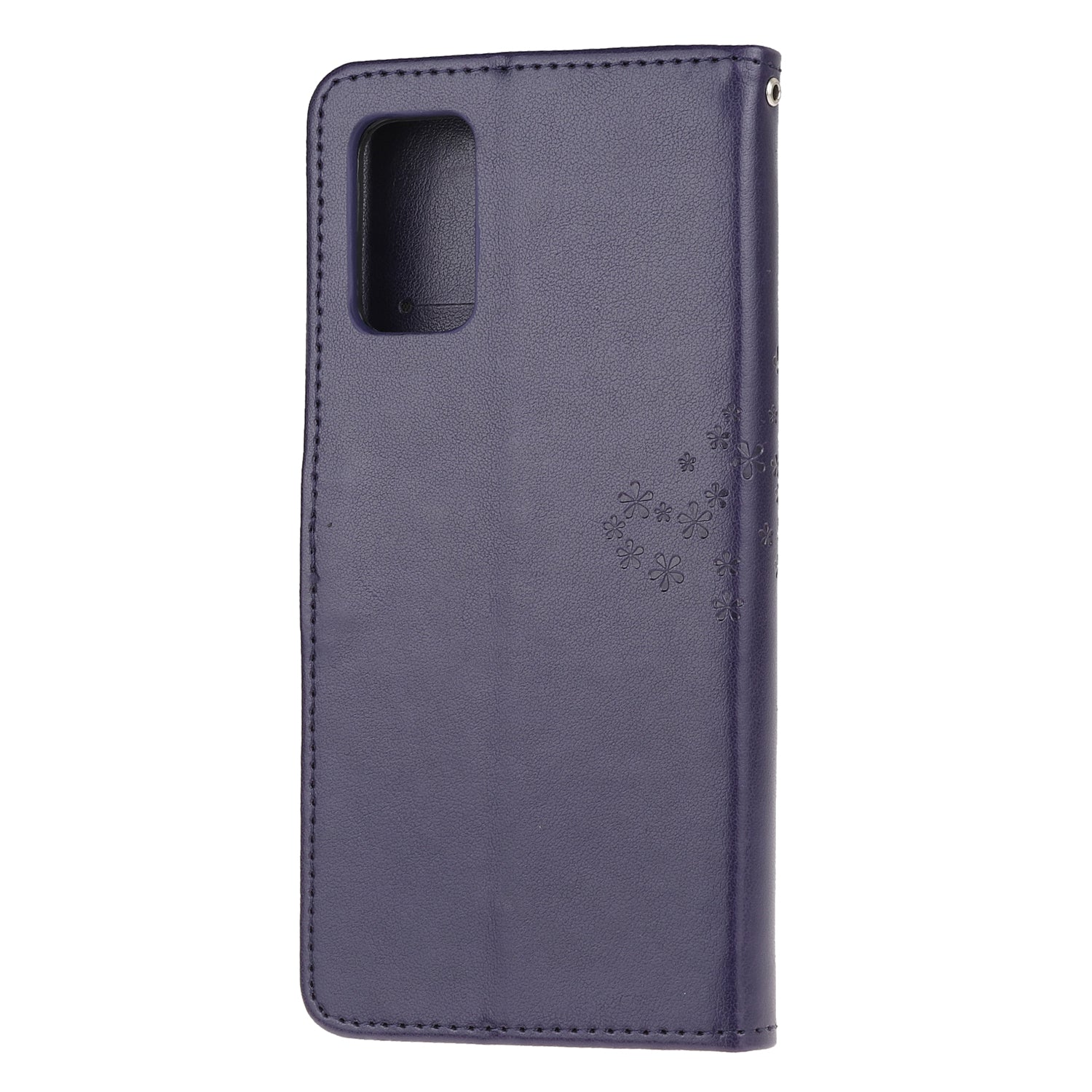 Imprint Tree Owl Wallet Leather Cover Stand Case for Samsung Galaxy S20 Lite/S20 Fan Edition - Dark Purple