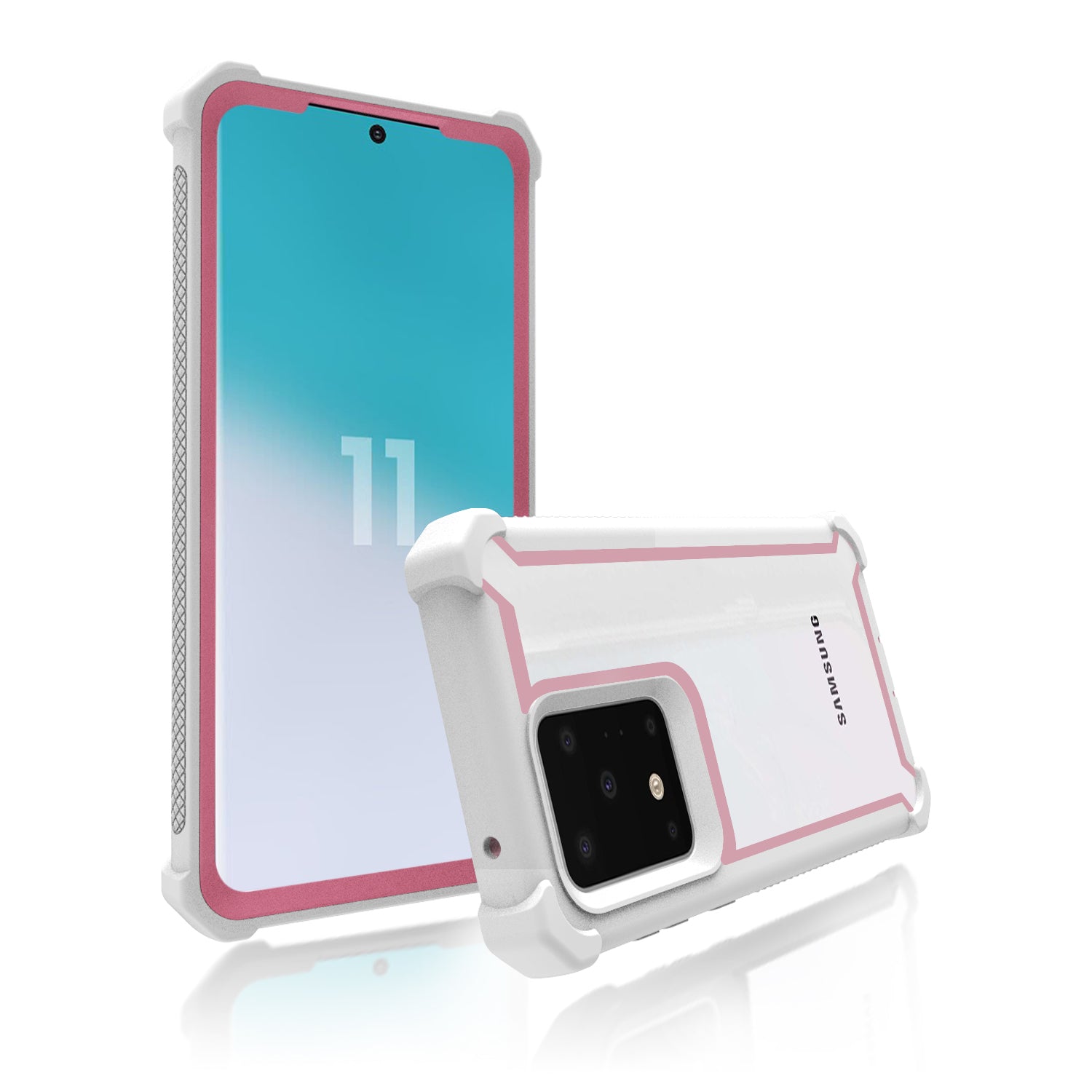 Anti-drop PC+TPU Cell Phone Cover for Samsung Galaxy S20 4G/S20 5G - White/Pink