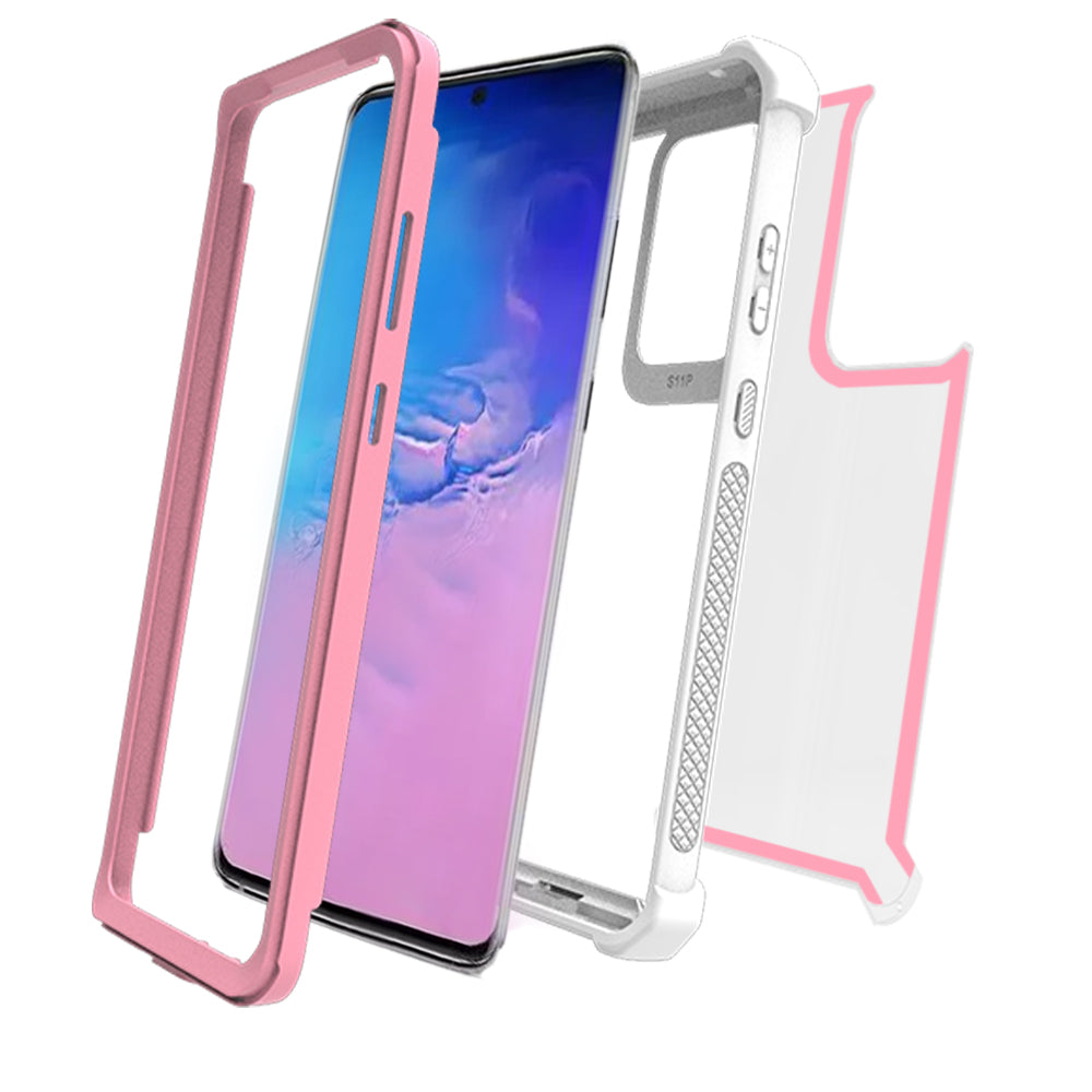 Anti-drop PC+TPU Cell Phone Cover for Samsung Galaxy S20 4G/S20 5G - White/Pink