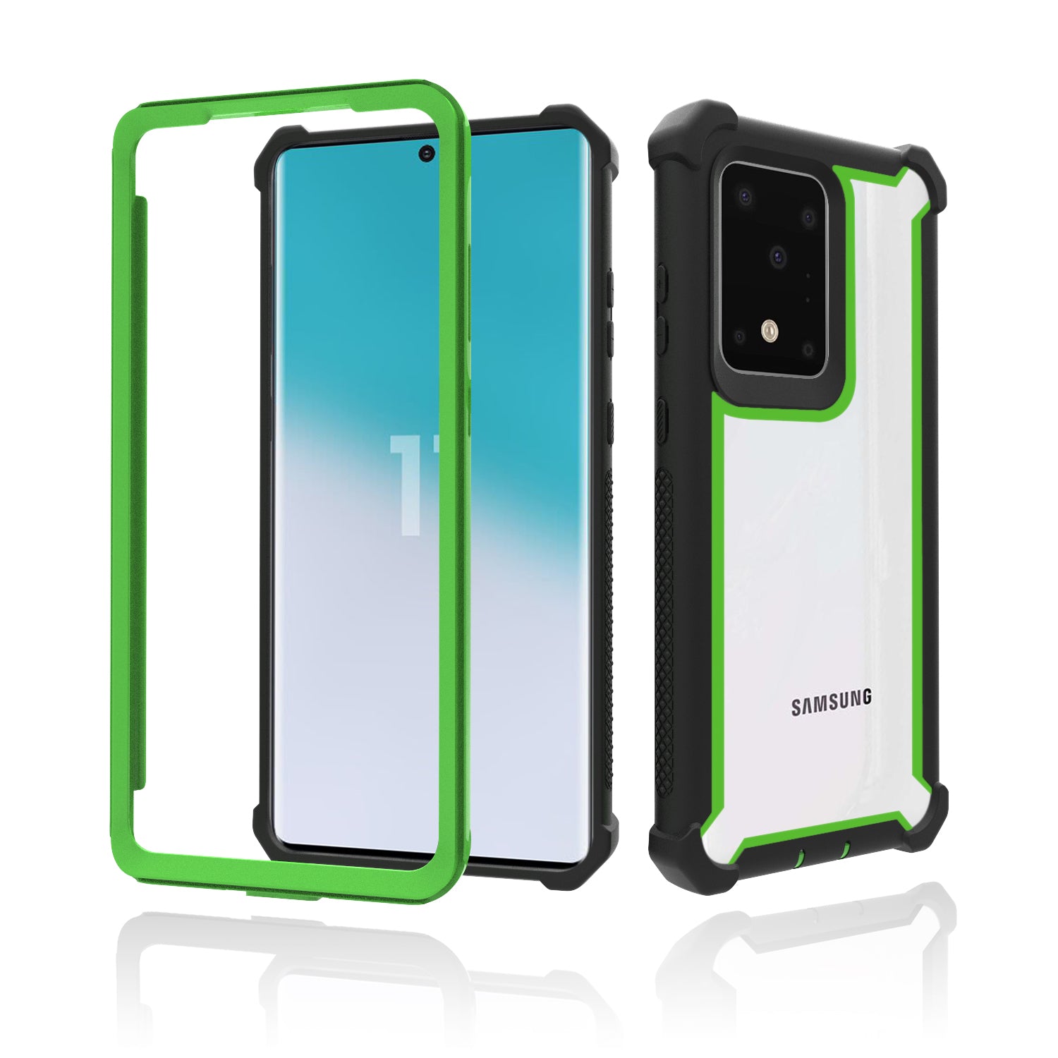 Anti-drop PC+TPU Cell Phone Cover for Samsung Galaxy S20 4G/S20 5G - Black/Green