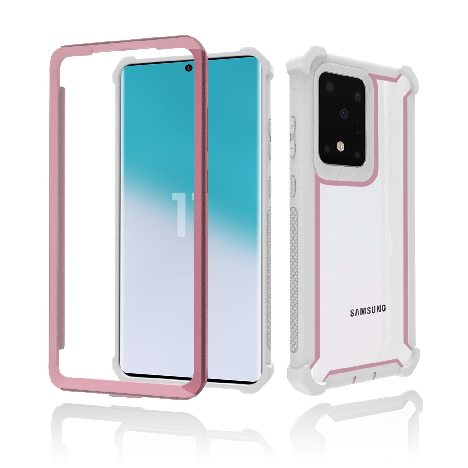 PC+TPU Cell Phone Cover for Samsung Galaxy S20 Plus - White/Pink