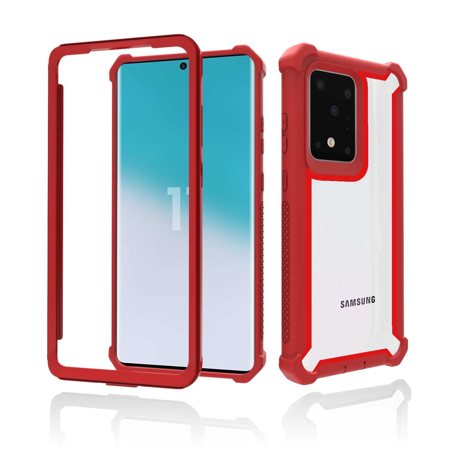 PC+TPU Cell Phone Cover for Samsung Galaxy S20 Plus - Red