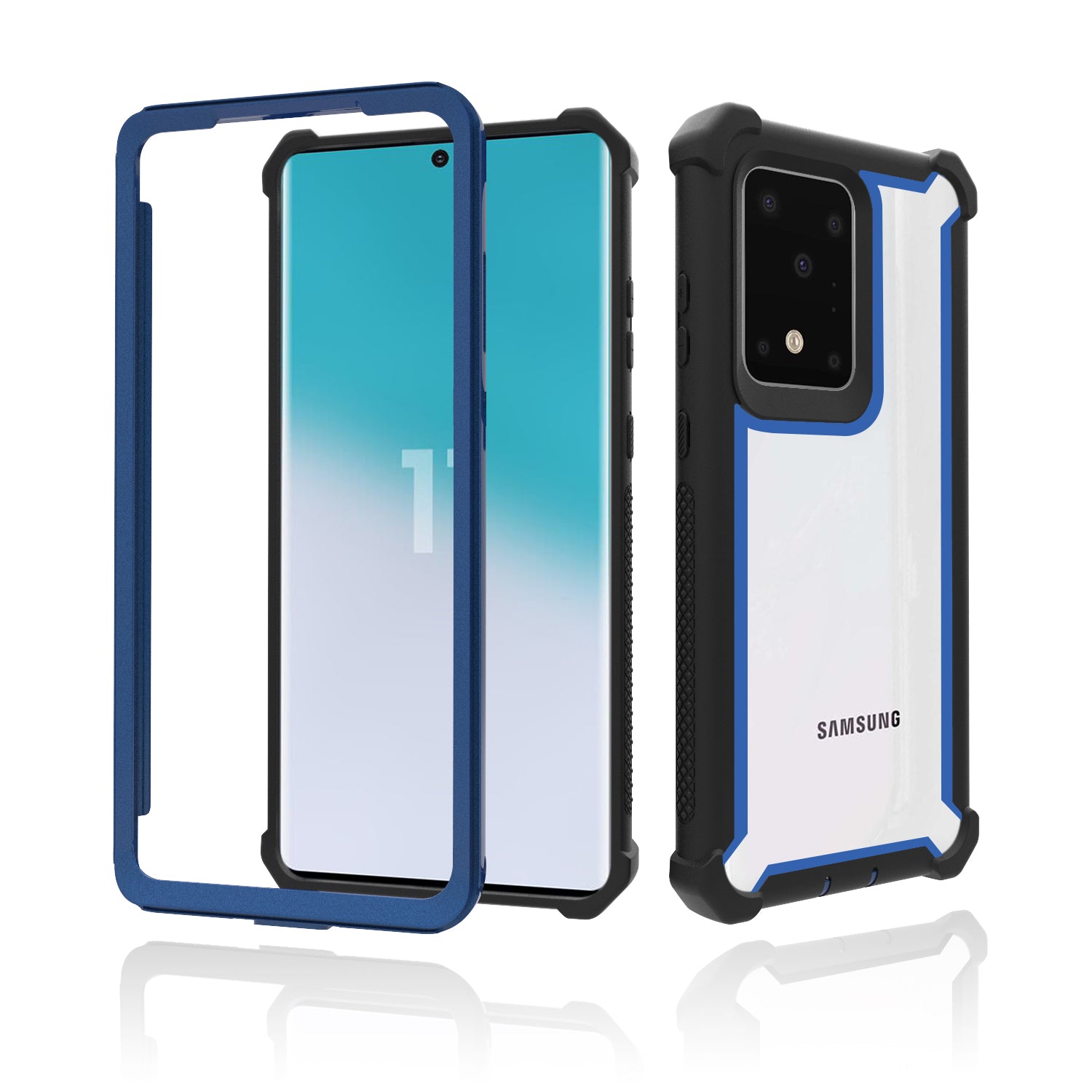 PC+TPU Cell Phone Cover for Samsung Galaxy S20 Plus - Black/Blue