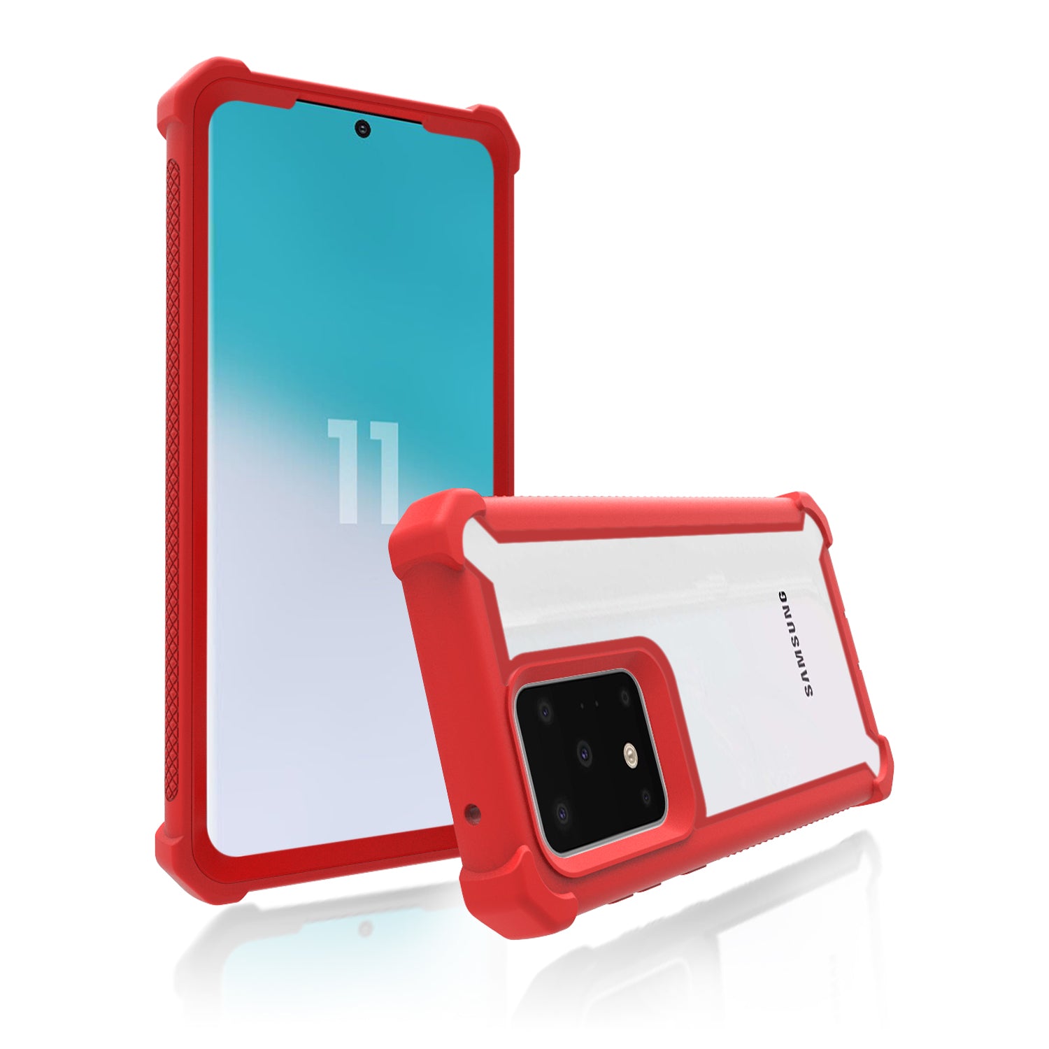 Anti-drop PC+TPU Mobile Phone Cover for Samsung Galaxy S20 Ultra - Red