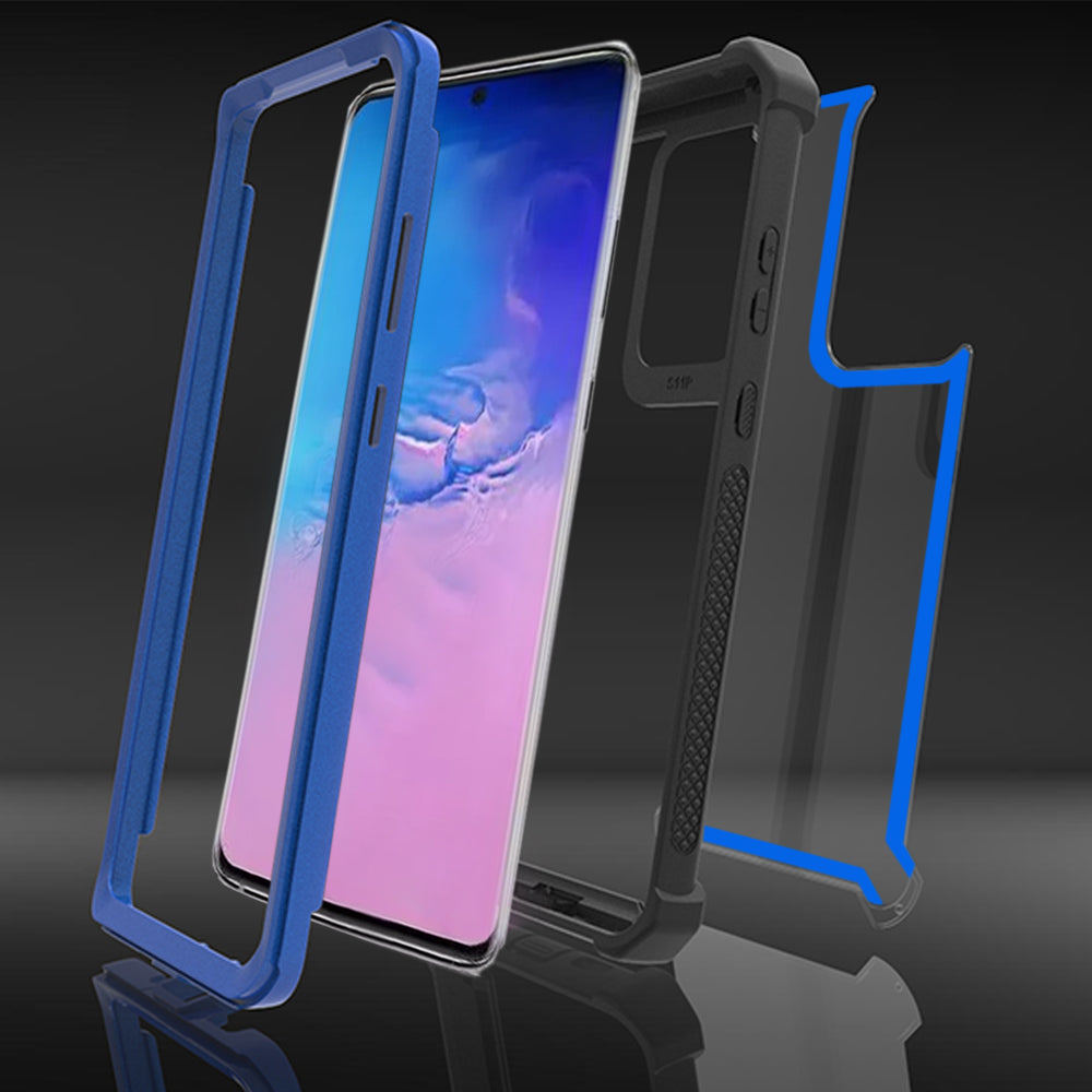 Anti-drop PC+TPU Mobile Phone Cover for Samsung Galaxy S20 Ultra - Black/Blue