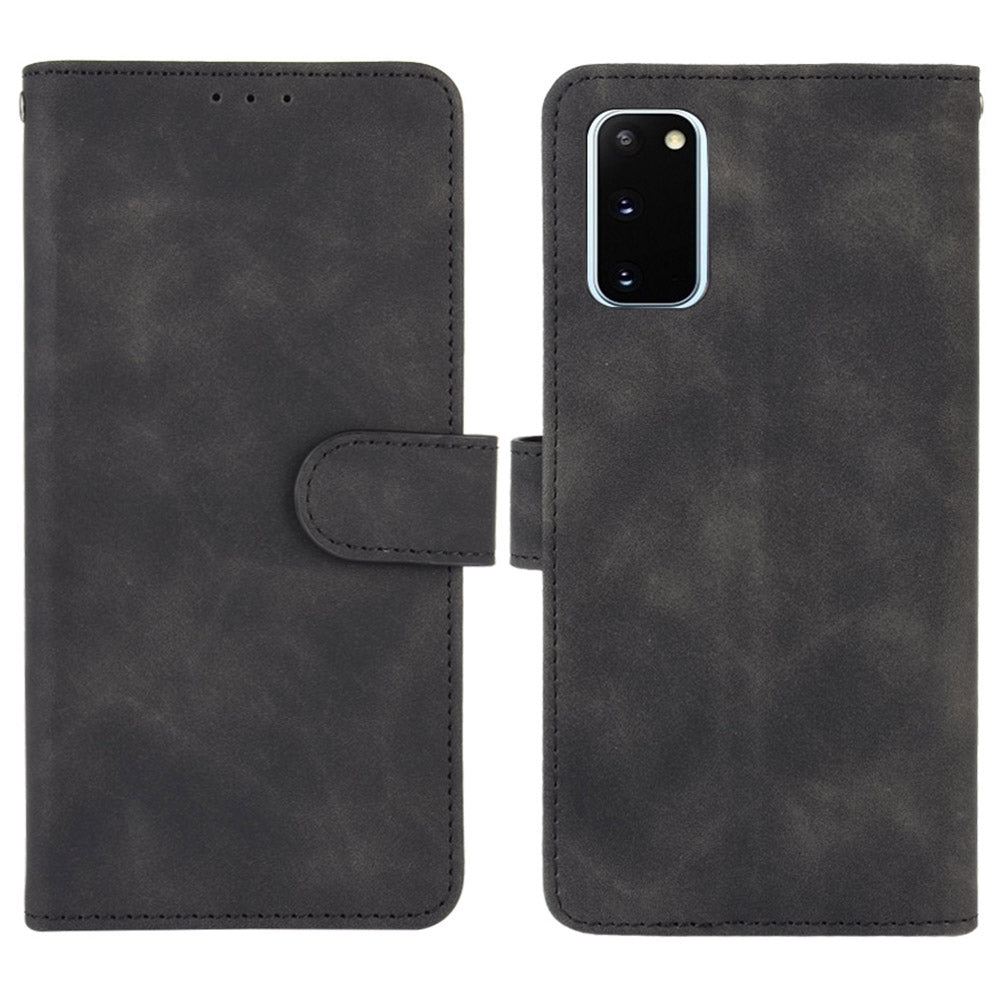 Skin-touch Leather Protector Wallet Stand Flip Case for Samsung Galaxy S20 Lite/Fan Edition/FE 5G/4G - Black