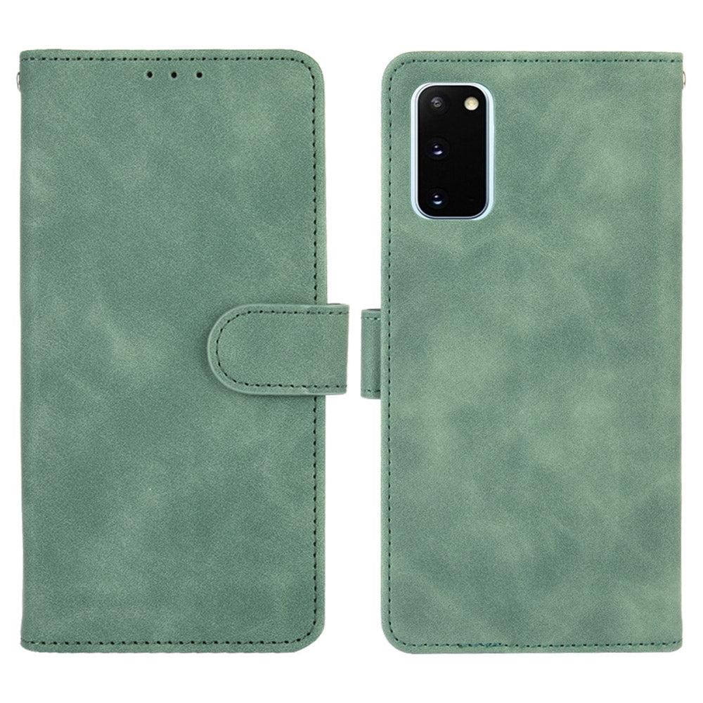 Skin-touch Leather Protector Wallet Stand Flip Case for Samsung Galaxy S20 Lite/Fan Edition/FE 5G/4G - Green