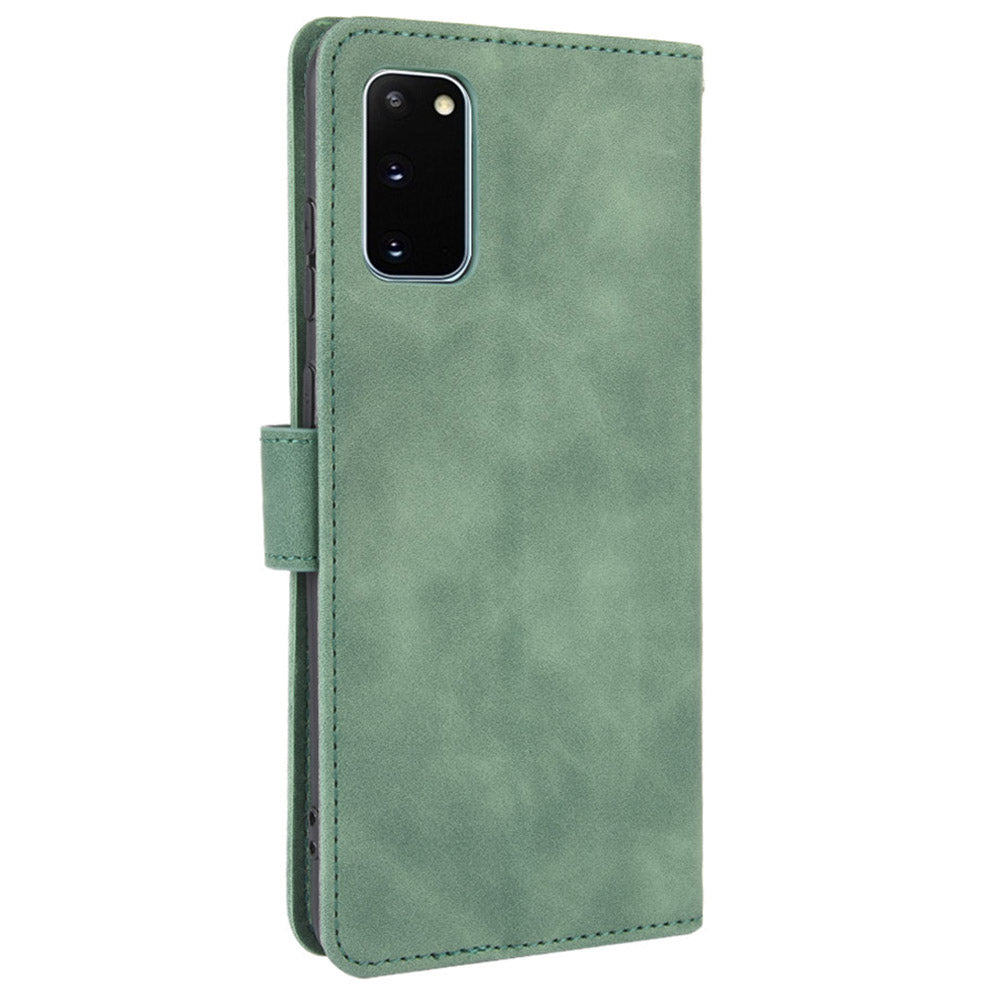 Skin-touch Leather Protector Wallet Stand Flip Case for Samsung Galaxy S20 Lite/Fan Edition/FE 5G/4G - Green