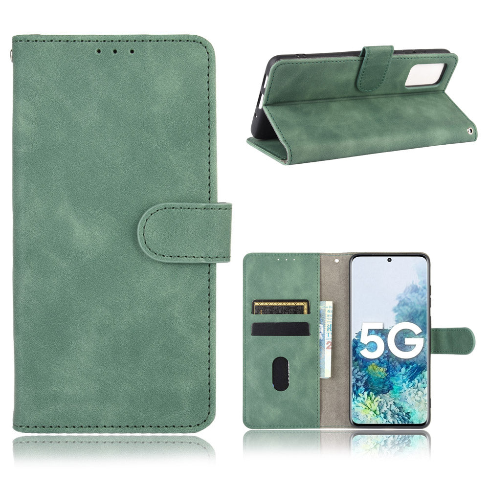 Skin-touch Leather Protector Wallet Stand Flip Case for Samsung Galaxy S20 Lite/Fan Edition/FE 5G/4G - Green