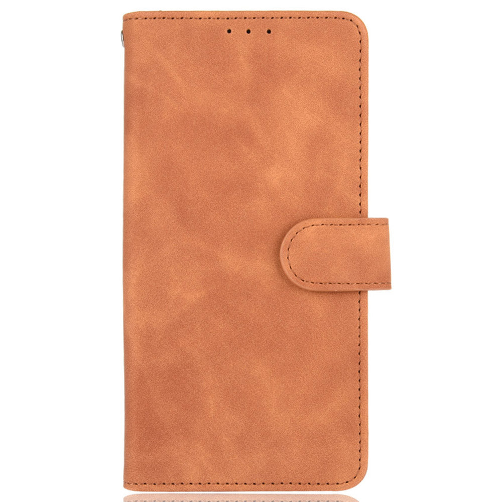 Skin-touch Leather Protector Wallet Stand Flip Case for Samsung Galaxy S20 Lite/Fan Edition/FE 5G/4G - Brown