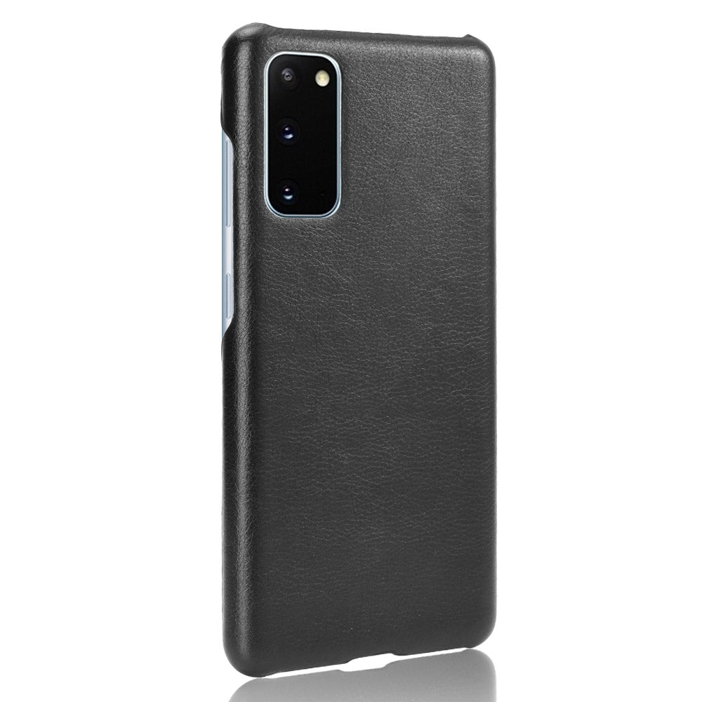 Litchi Skin Leather Coated Hard PC Case for Samsung Galaxy S20 FE 4G/5G/S20 Lite/S20 FE 2022 - Black