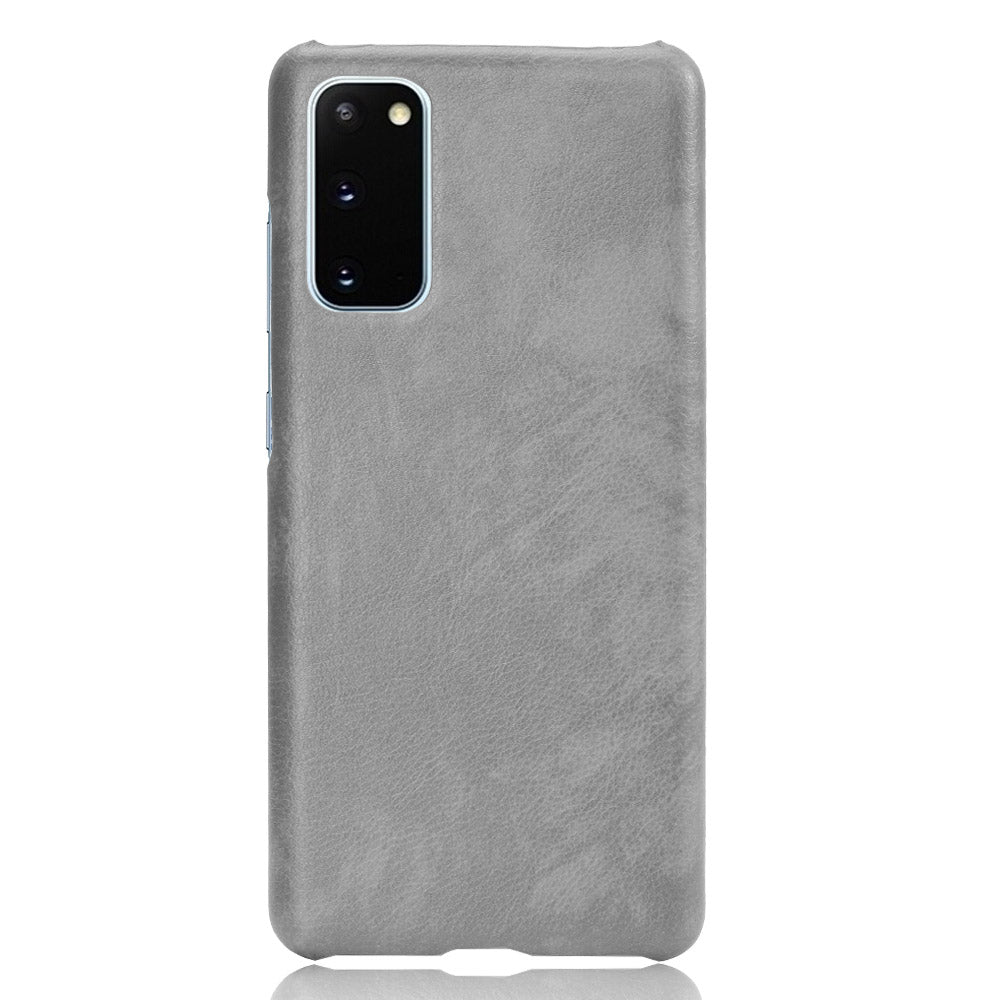 Litchi Skin Leather Coated Hard PC Case for Samsung Galaxy S20 FE 4G/5G/S20 Lite/S20 FE 2022 - Grey