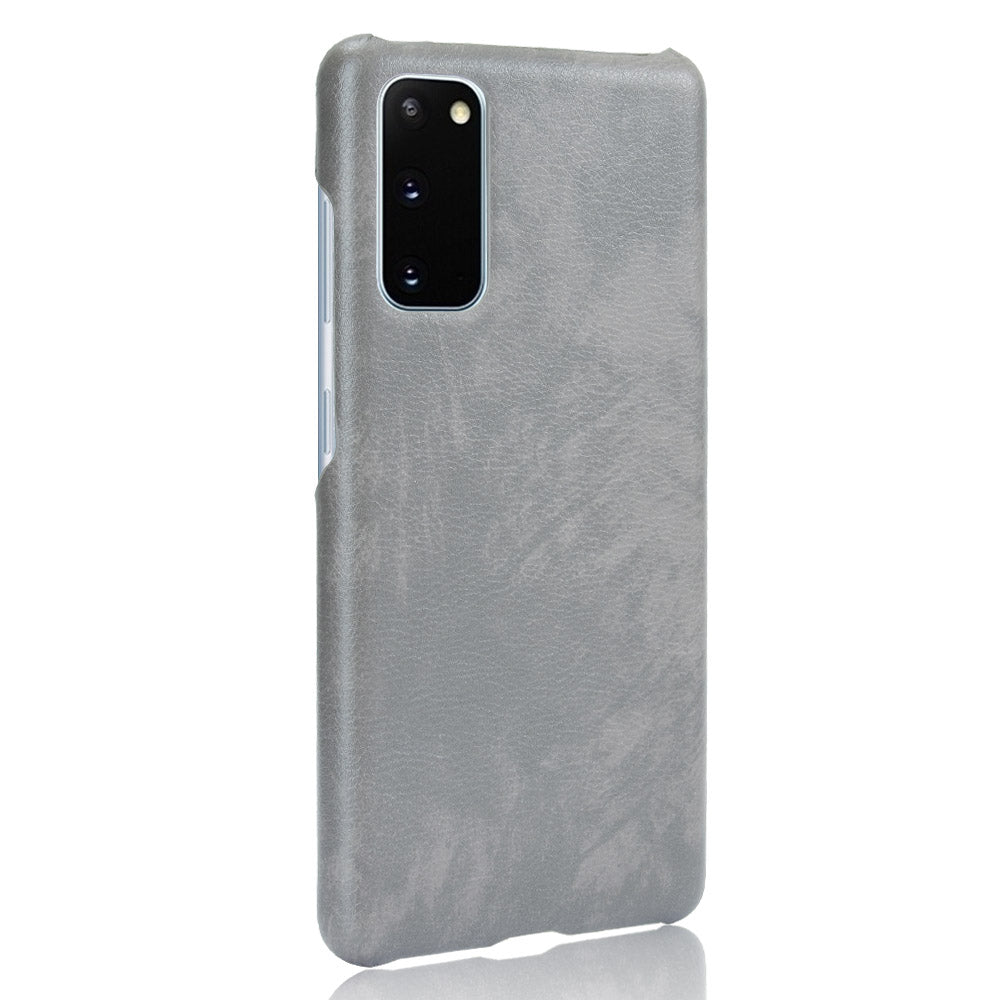 Litchi Skin Leather Coated Hard PC Case for Samsung Galaxy S20 FE 4G/5G/S20 Lite/S20 FE 2022 - Grey