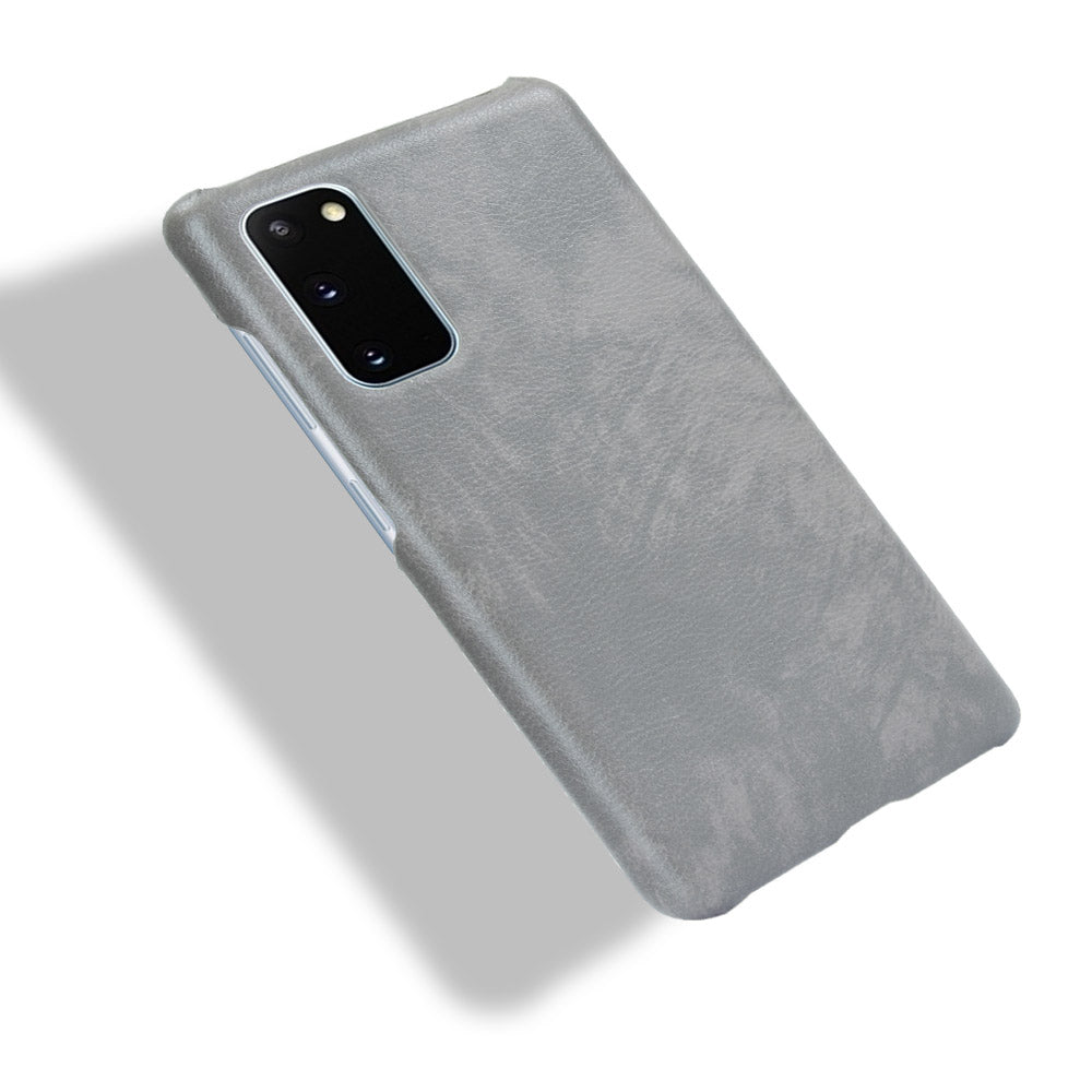 Litchi Skin Leather Coated Hard PC Case for Samsung Galaxy S20 FE 4G/5G/S20 Lite/S20 FE 2022 - Grey